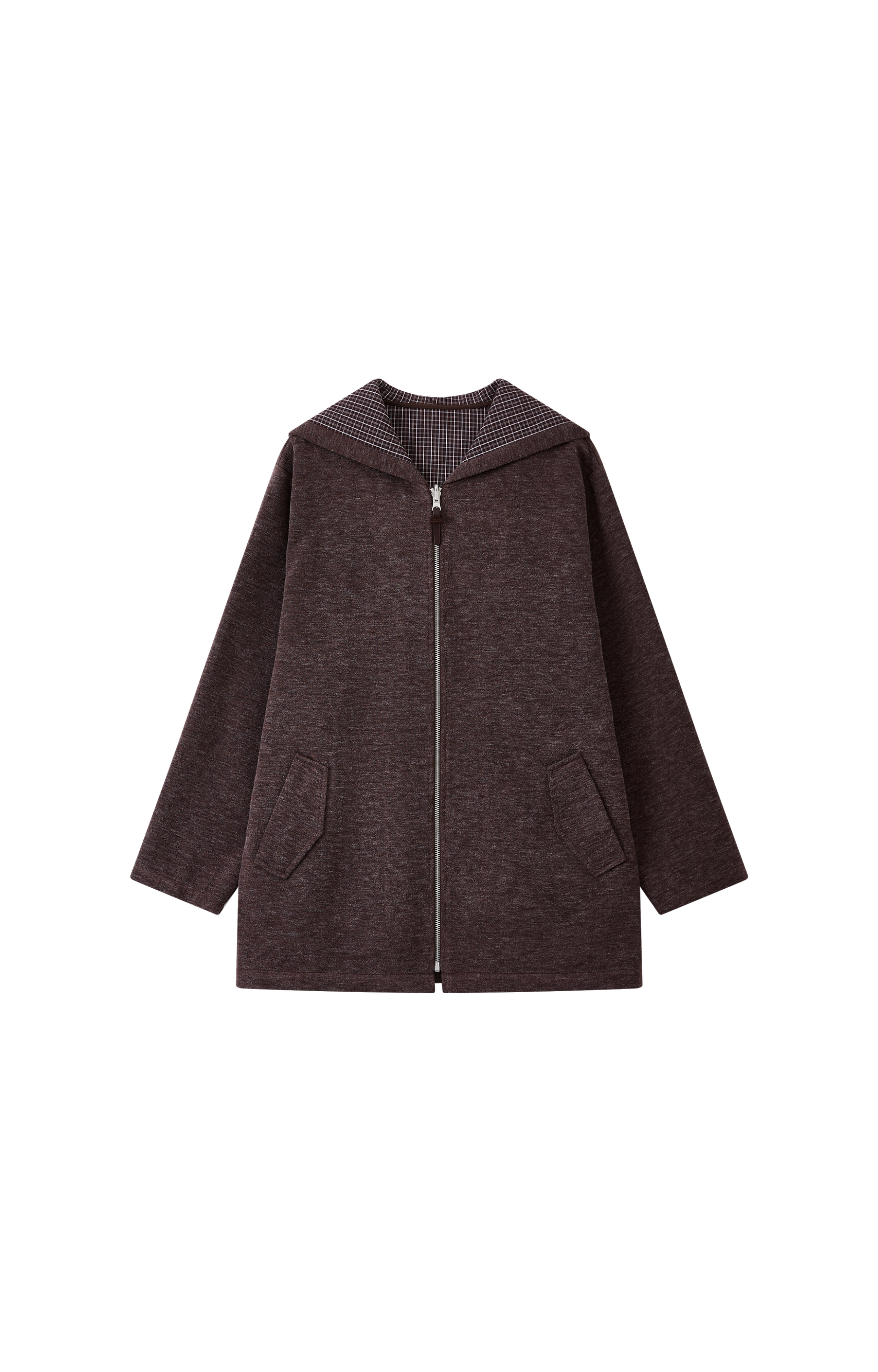 REVERSIBLE PLAID HOODED CARDIGAN / 리버시블 체크 푸드 카디건
