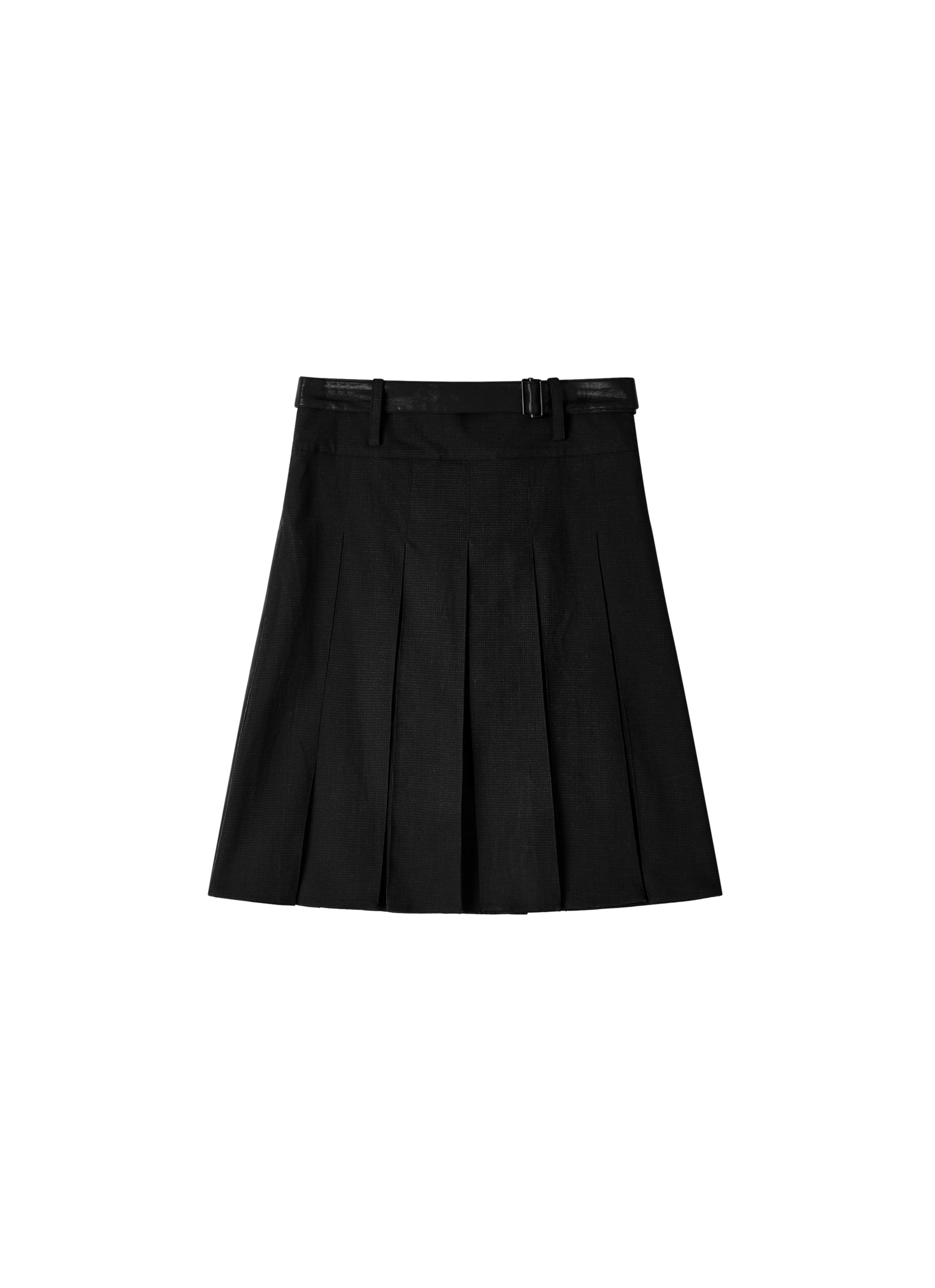 BACK LEATHER PLEATED SKIRT
