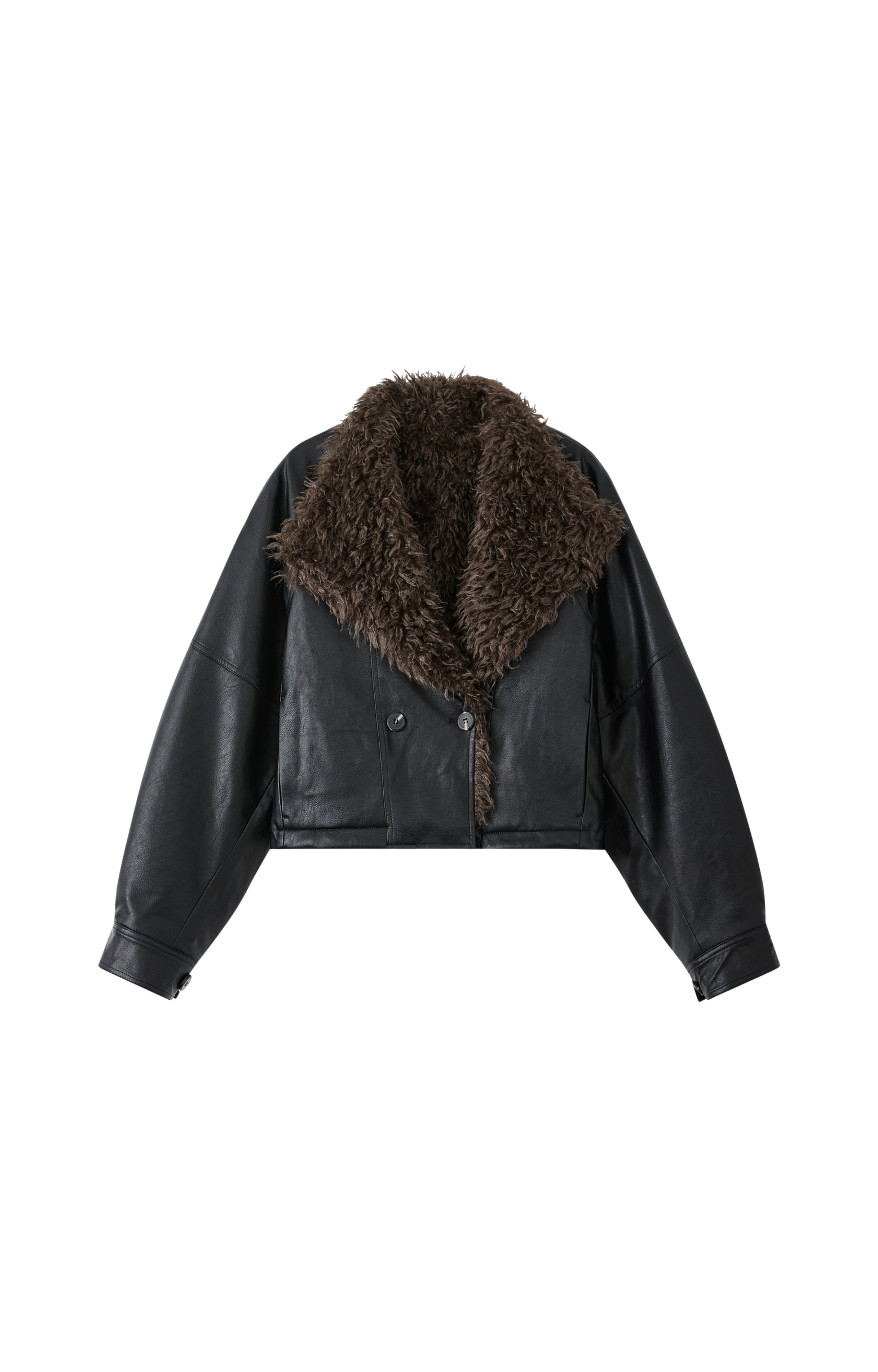 FUR LAPEL LEATHER JACKET