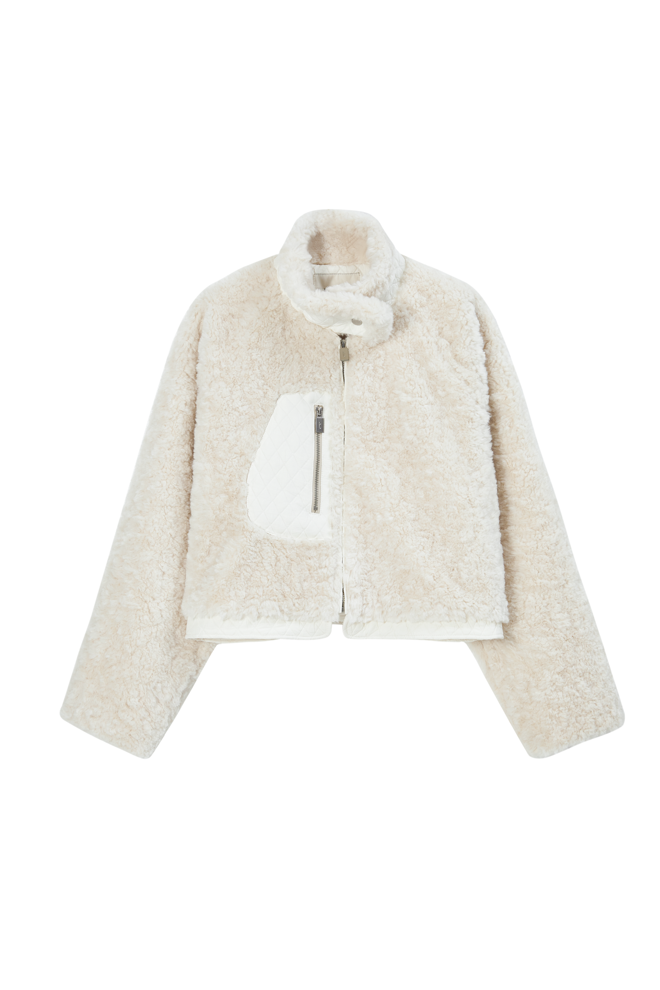 CONTRAST BOA MOUTON JACKET