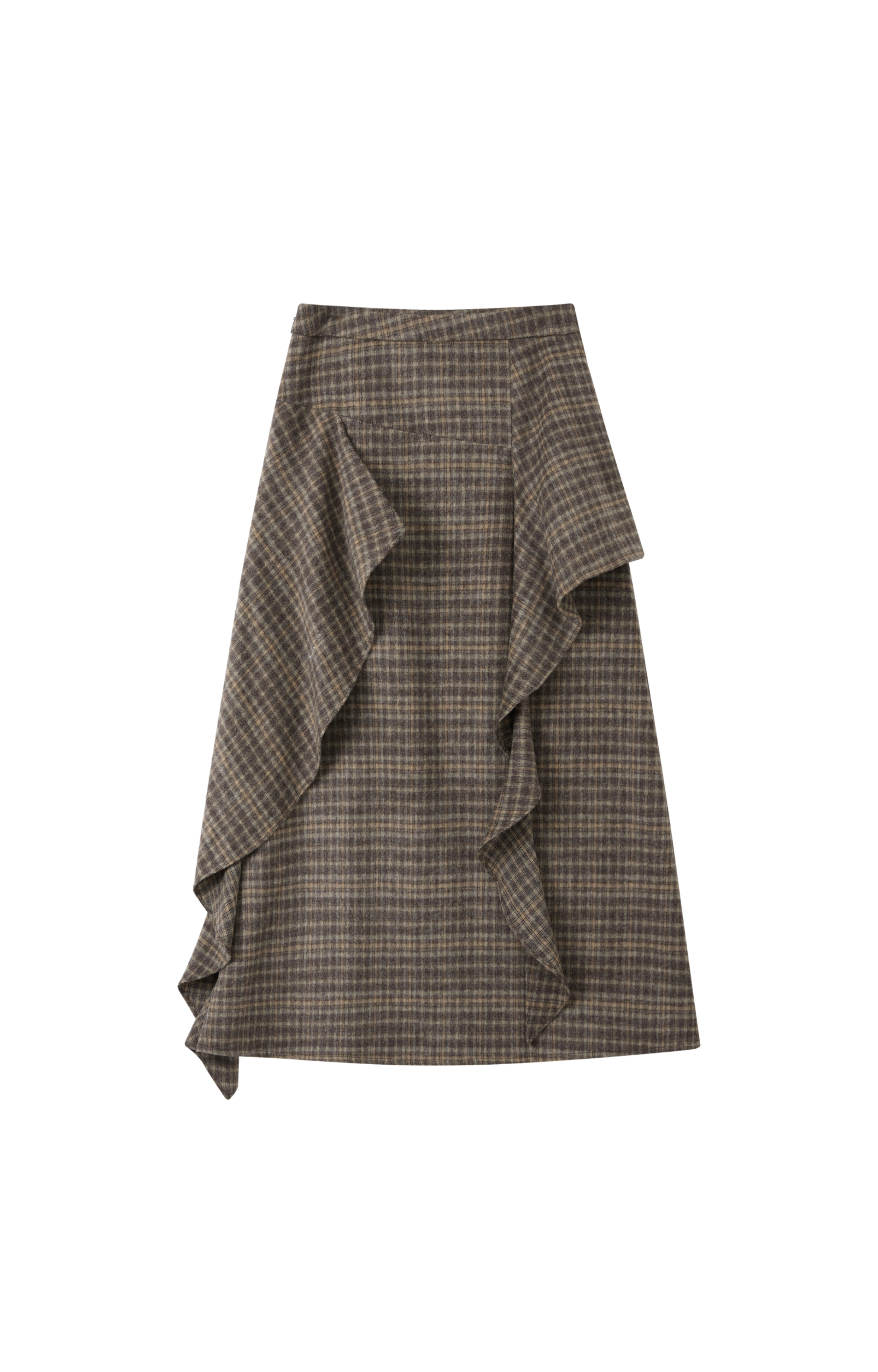 BRUSHED PLAID FRILL SKIRT / 기모 체크 프릴 스커트