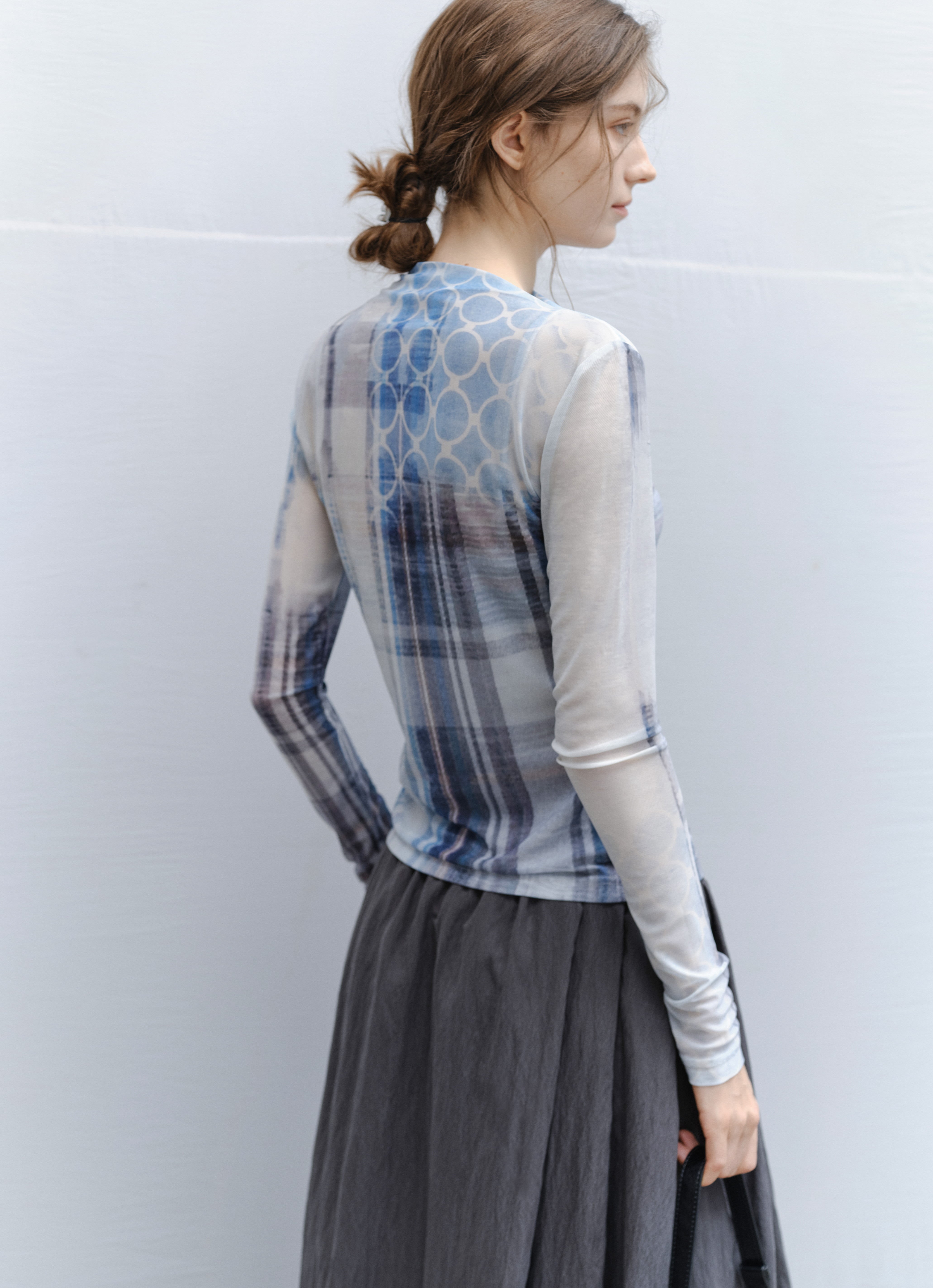 BLUE PLAID SHEER TOP / ブルーチェックシアートップ