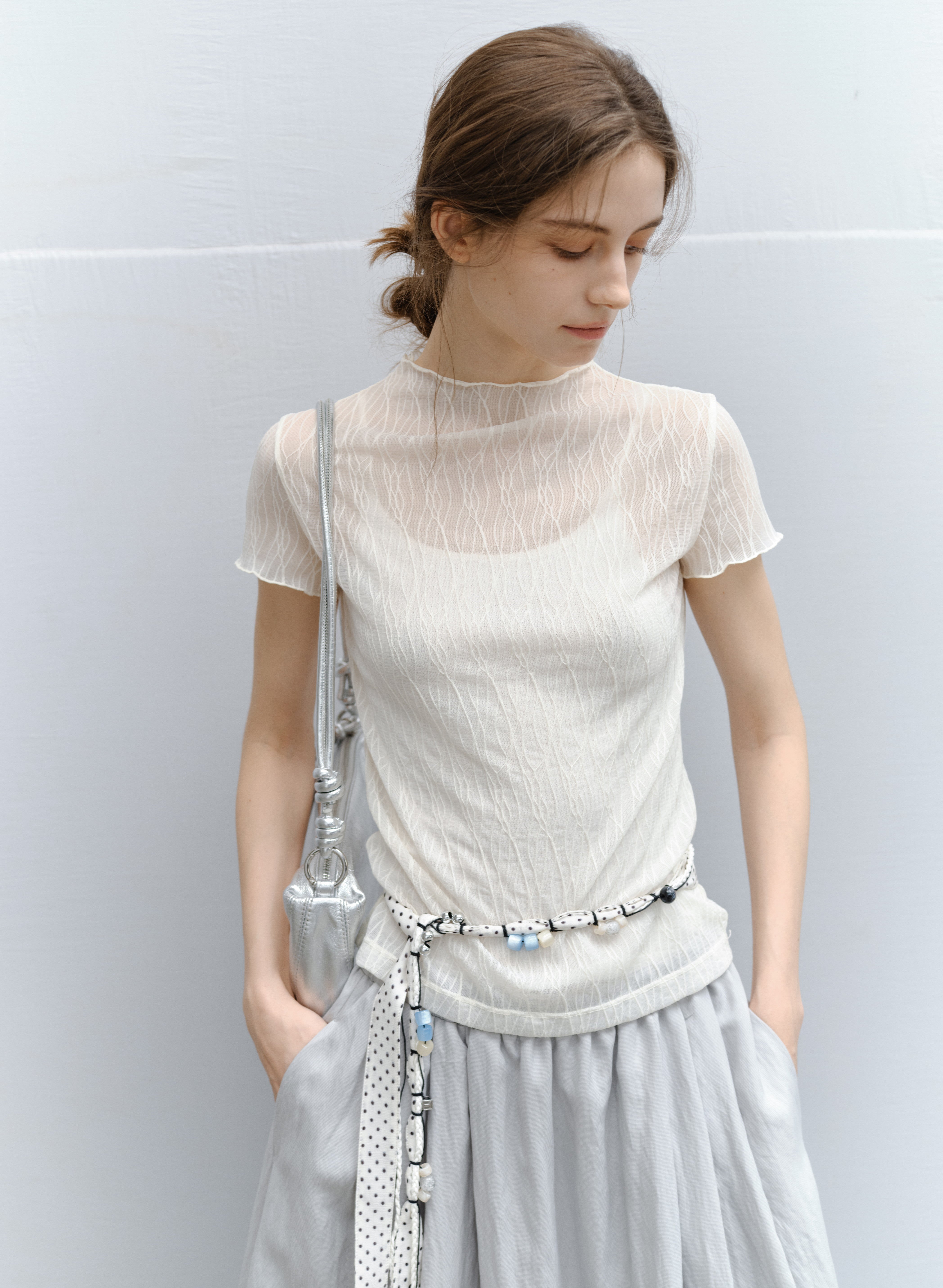 WAVE JACQUARD SHEER TEE / ウェーブジャカードシアーティー