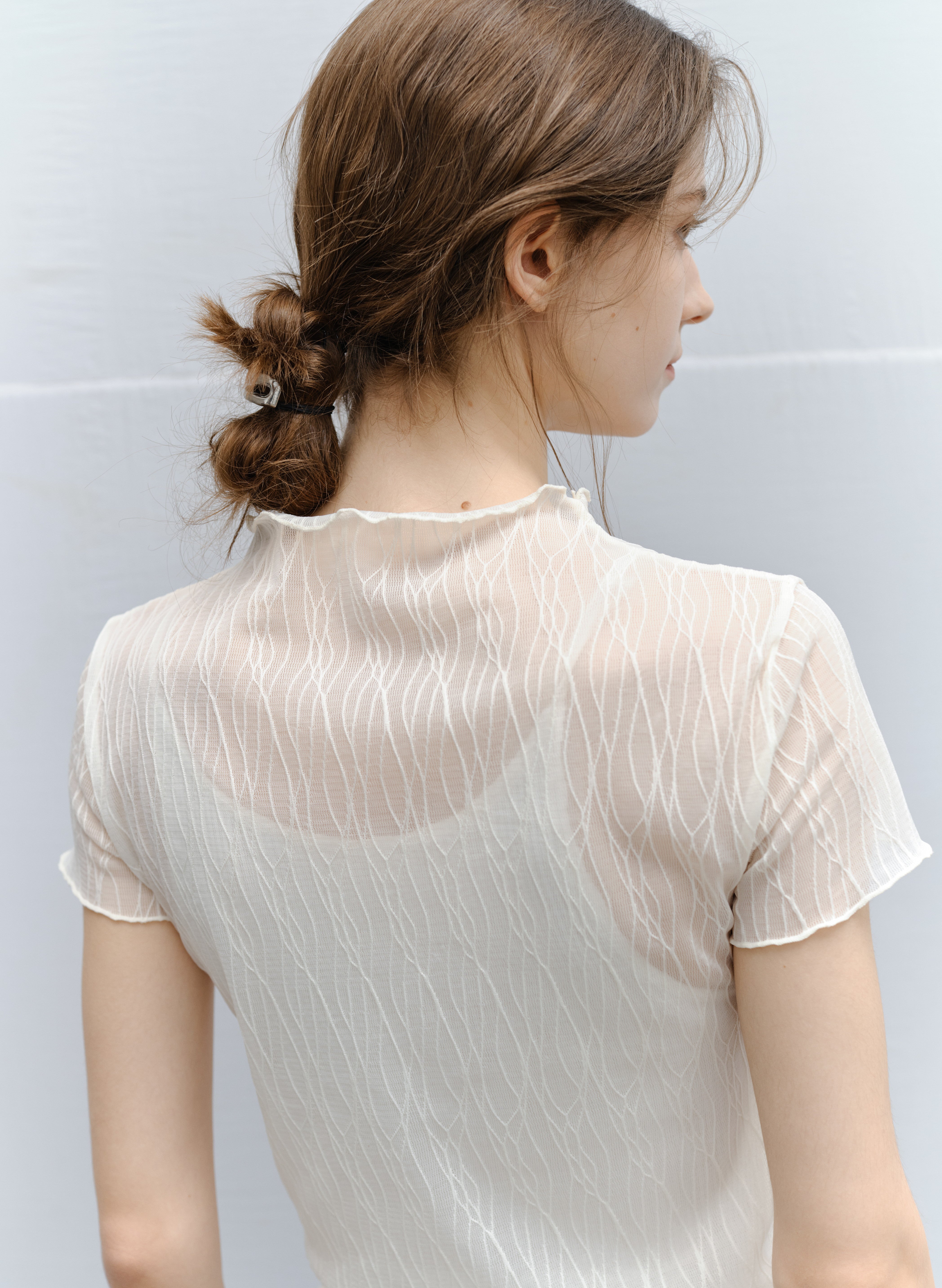WAVE JACQUARD SHEER TEE / ウェーブジャカードシアーティー