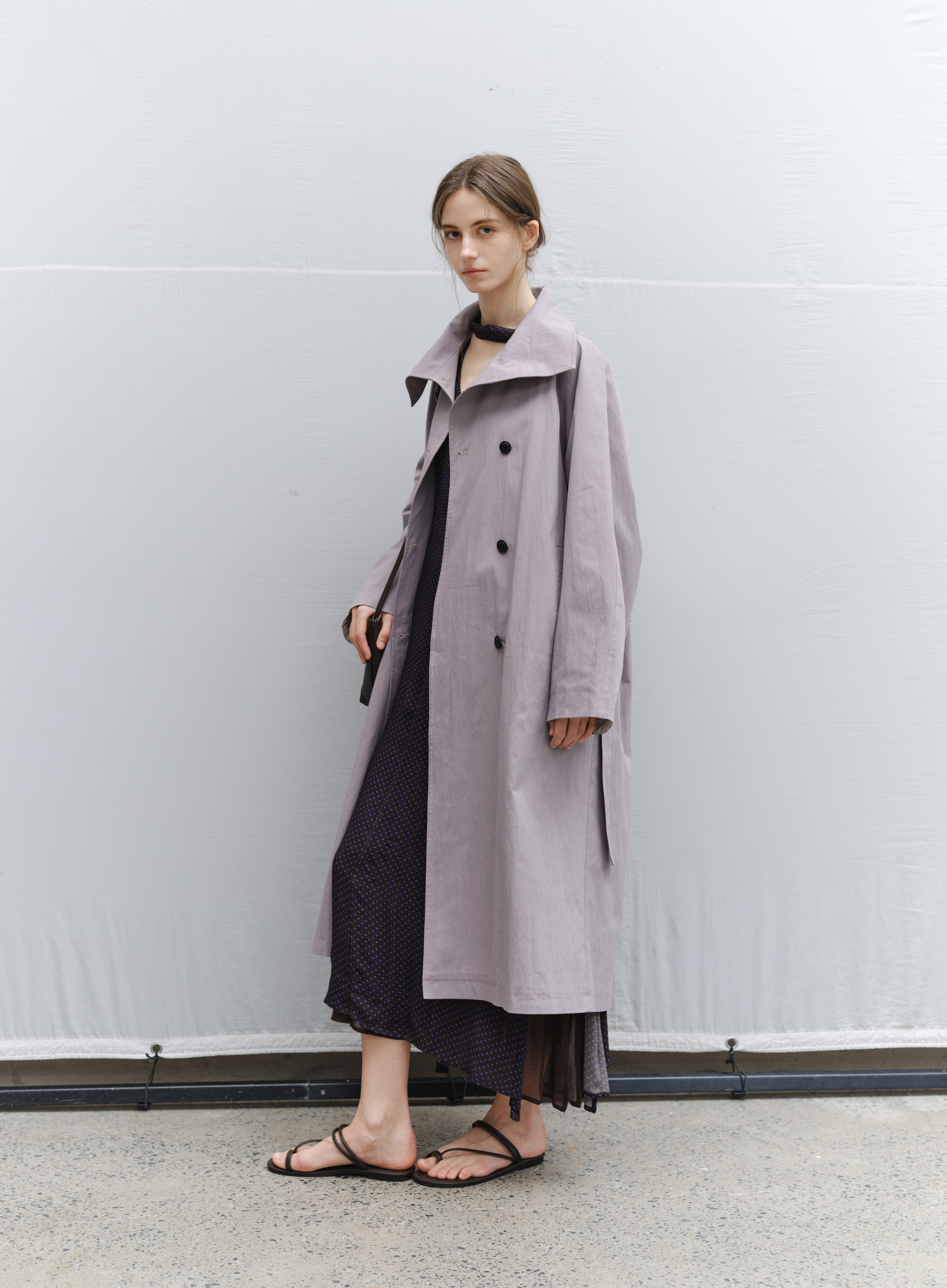 NATURAL COLOR LONG TRENCH