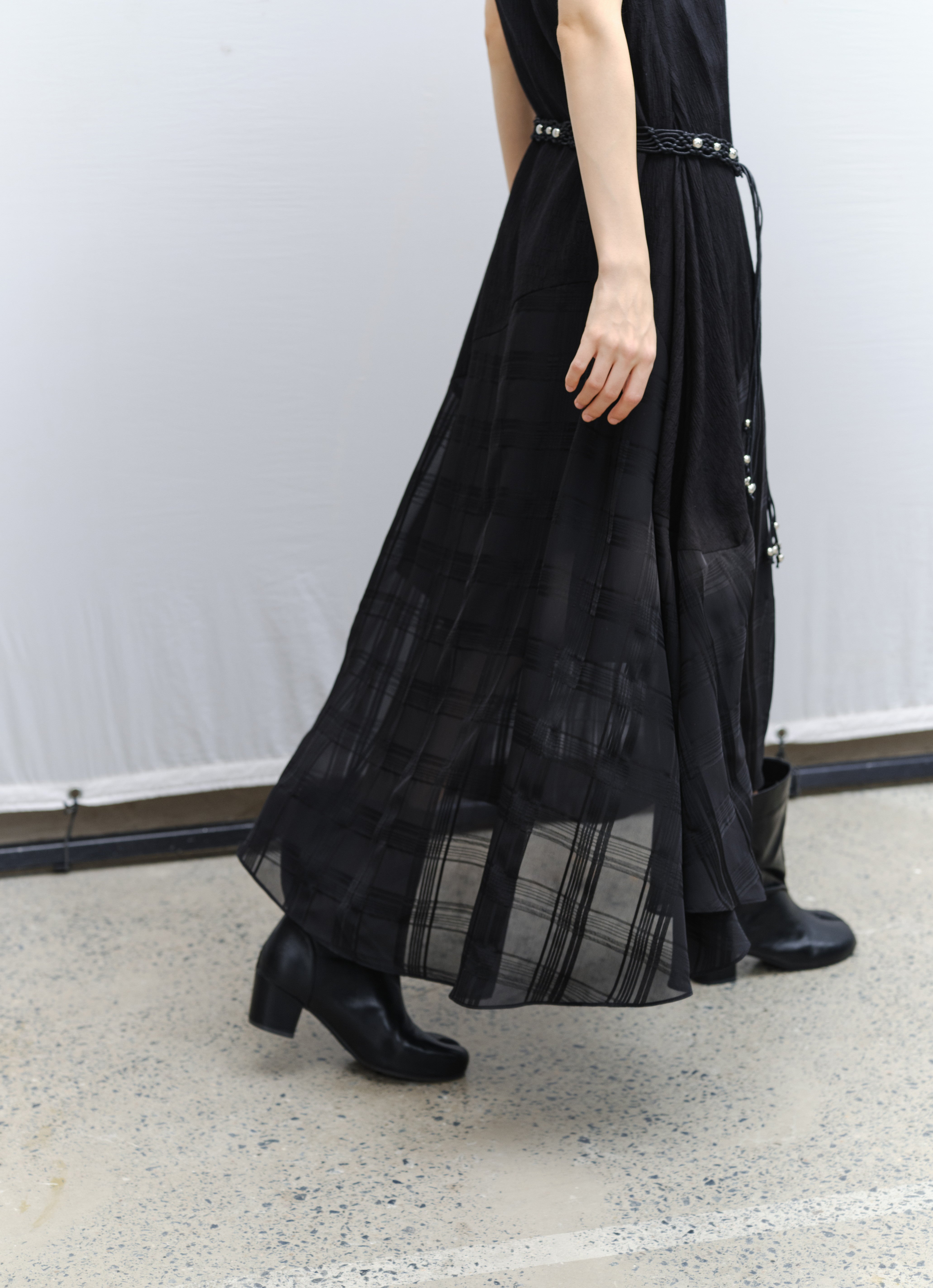 SHEER PLAID LAYER DRESS