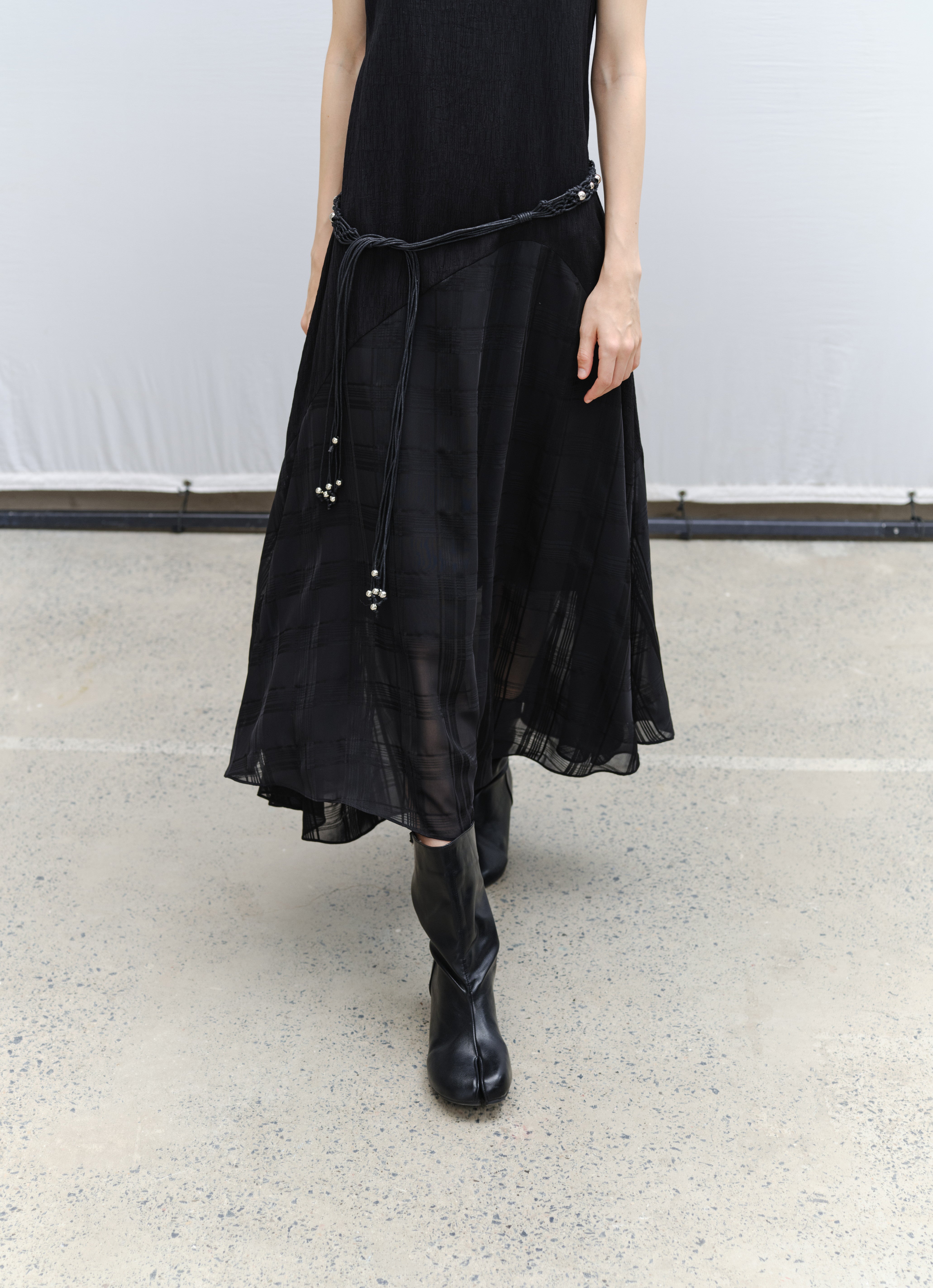 SHEER PLAID LAYER DRESS