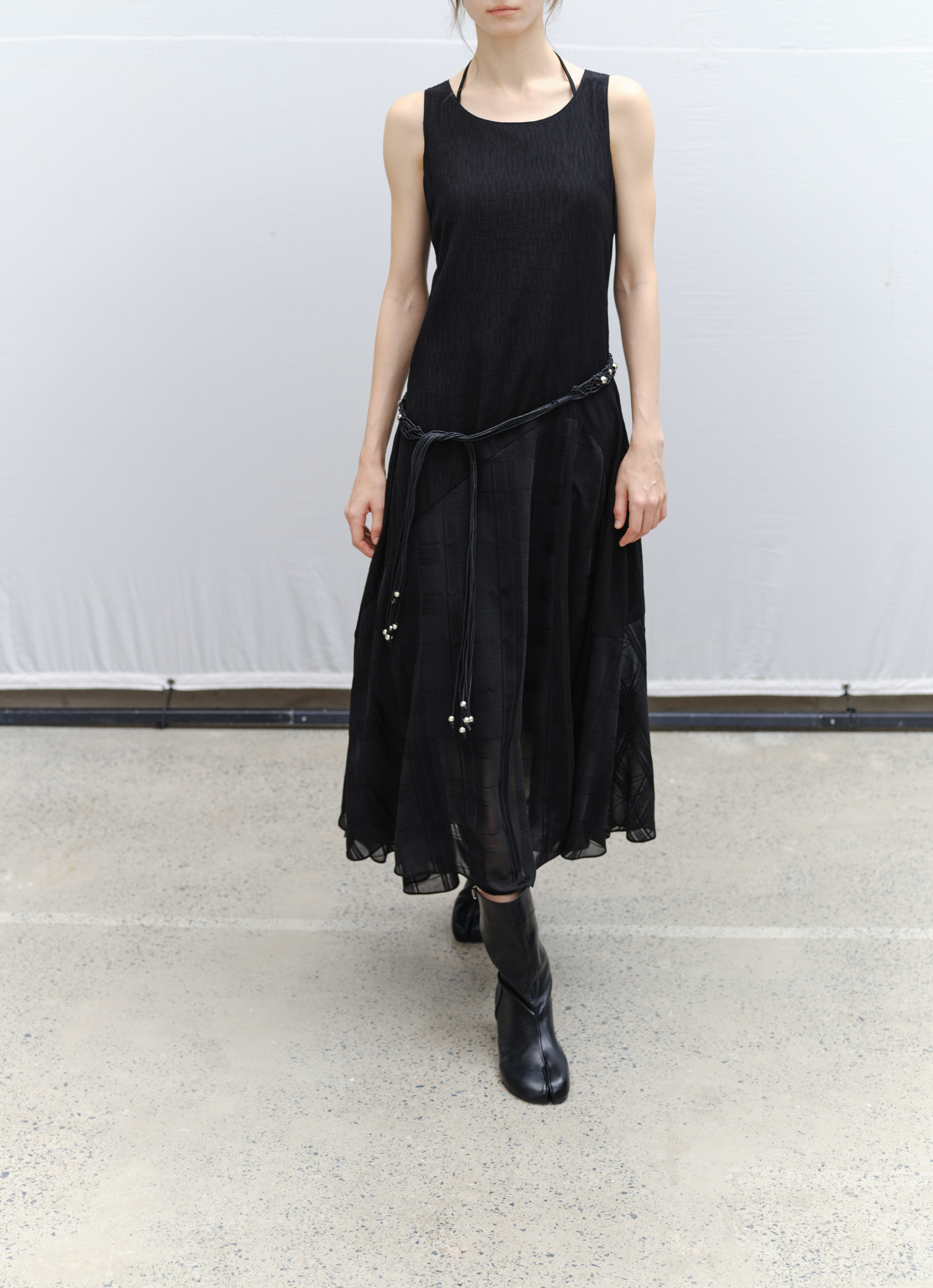 SHEER PLAID LAYER DRESS