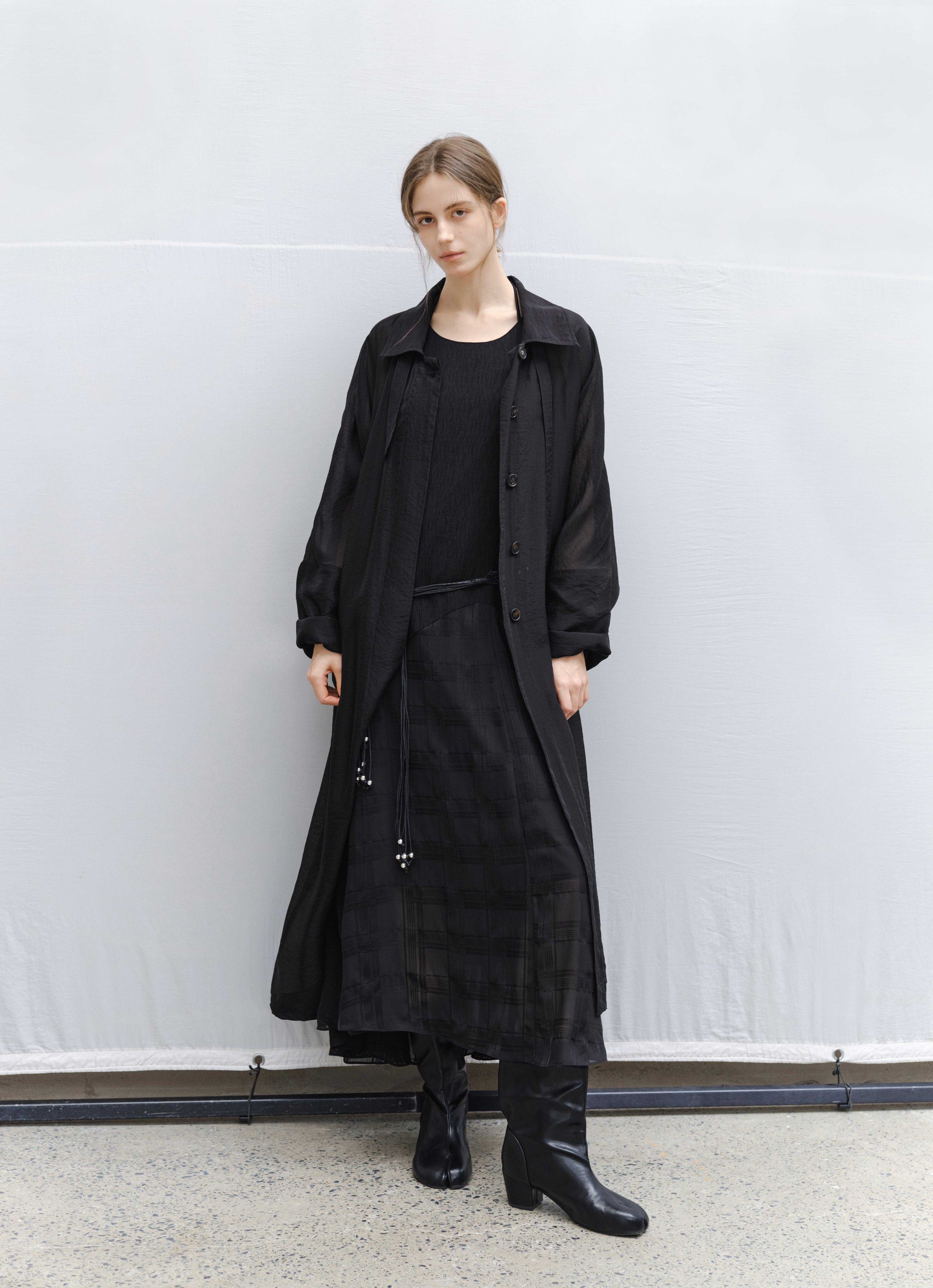 SHEER PLAID LAYER DRESS / シアーチェックレイヤーワンピース