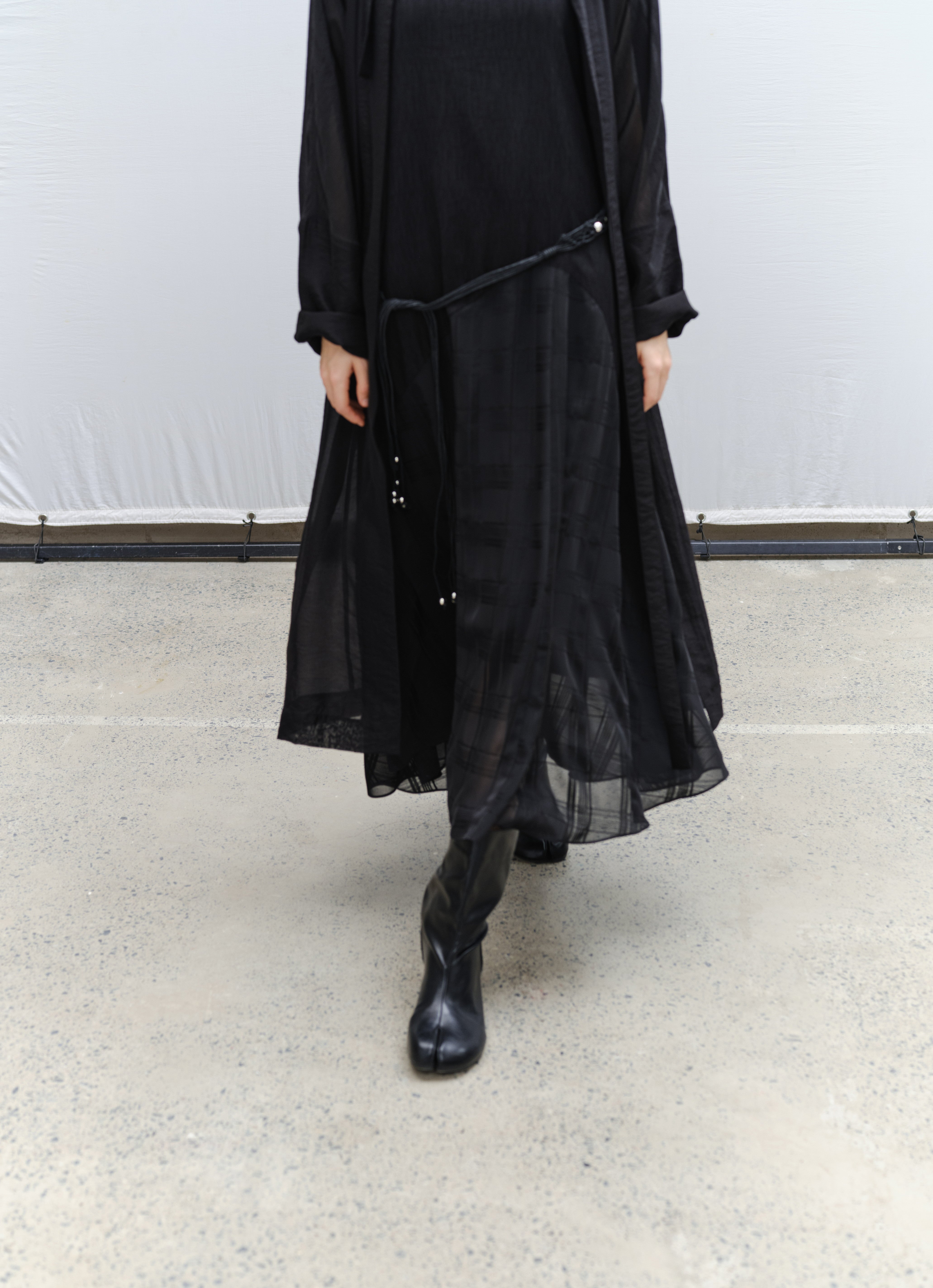 SHEER PLAID LAYER DRESS