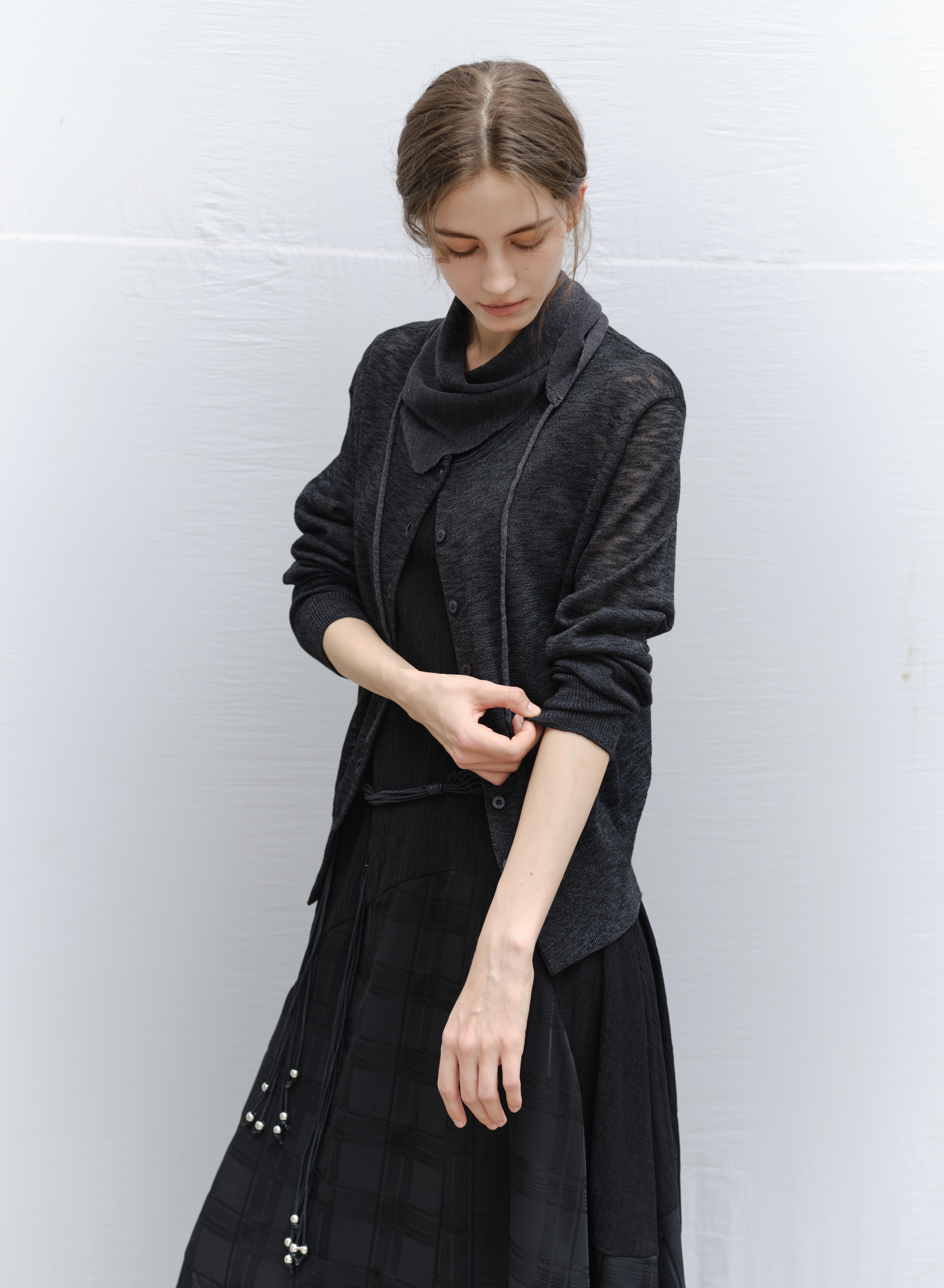 OUTERSUNSET カーディガン　sheer cardigan 黒　新品 追加予約》COMME SI STUDIO Sensual Sheer Cardigan 2（カーディガン
