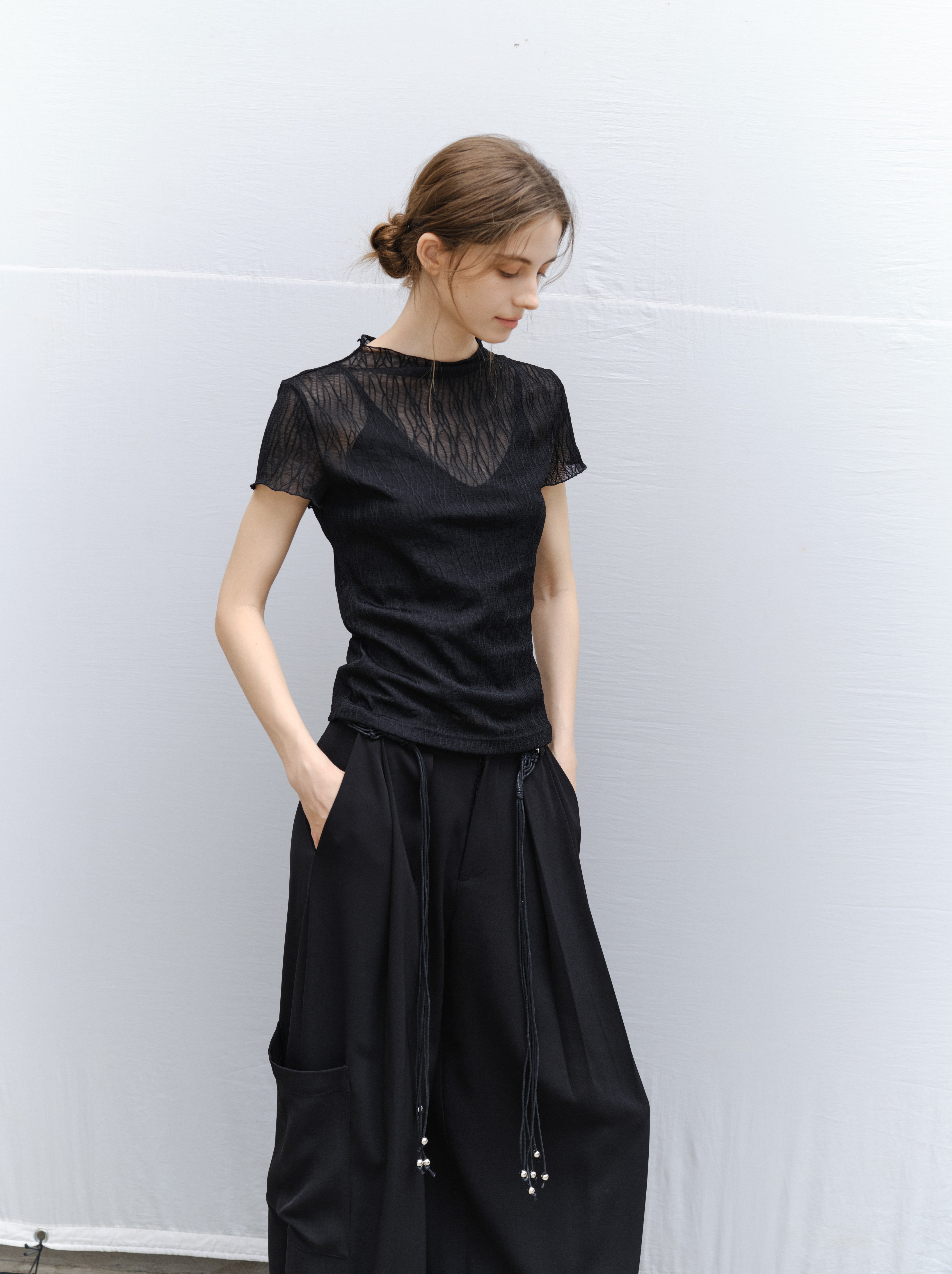 WAVE JACQUARD SHEER TEE / ウェーブジャカードシアーティー