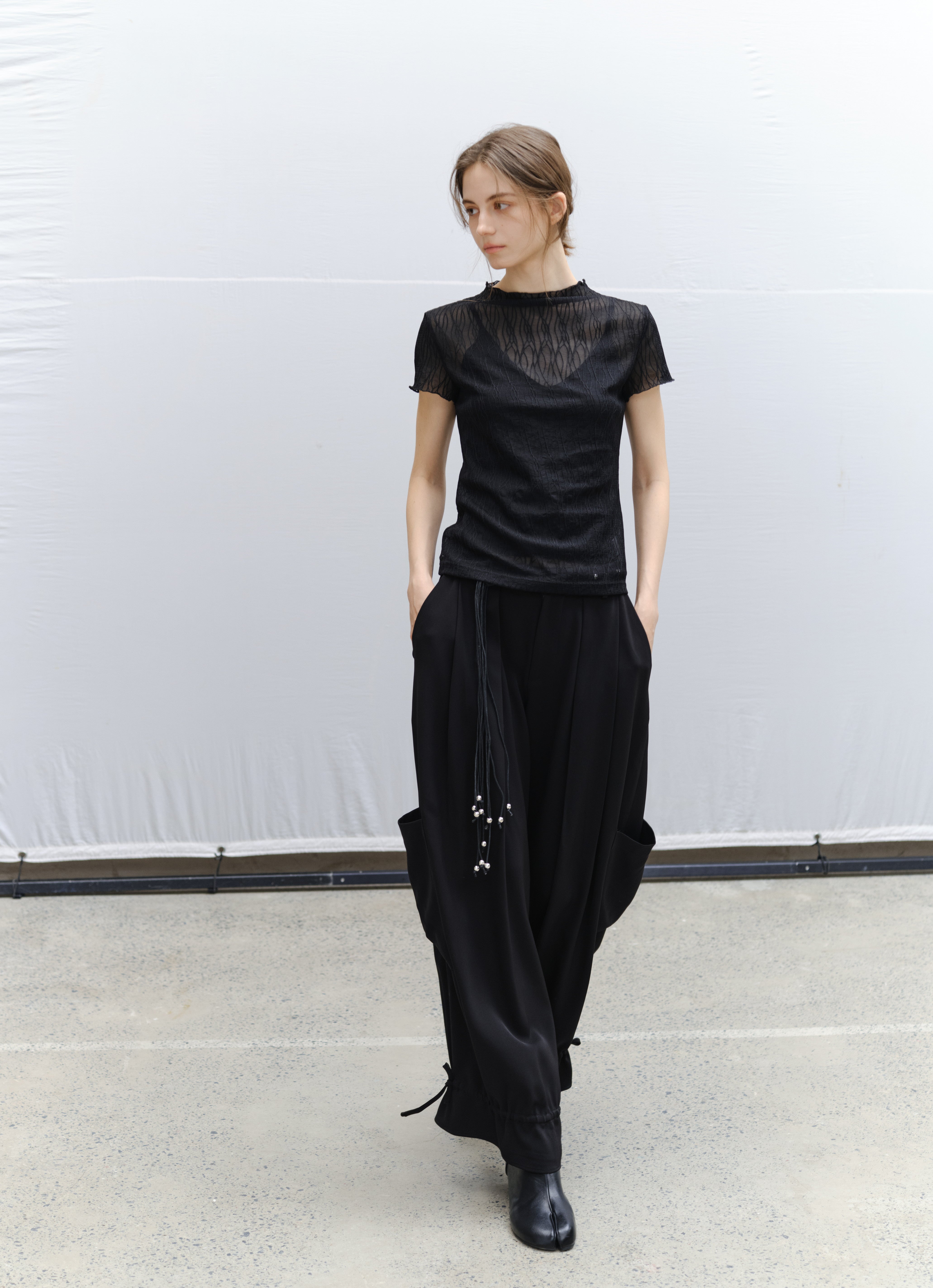 WAVE JACQUARD SHEER TEE / ウェーブジャカードシアーティー