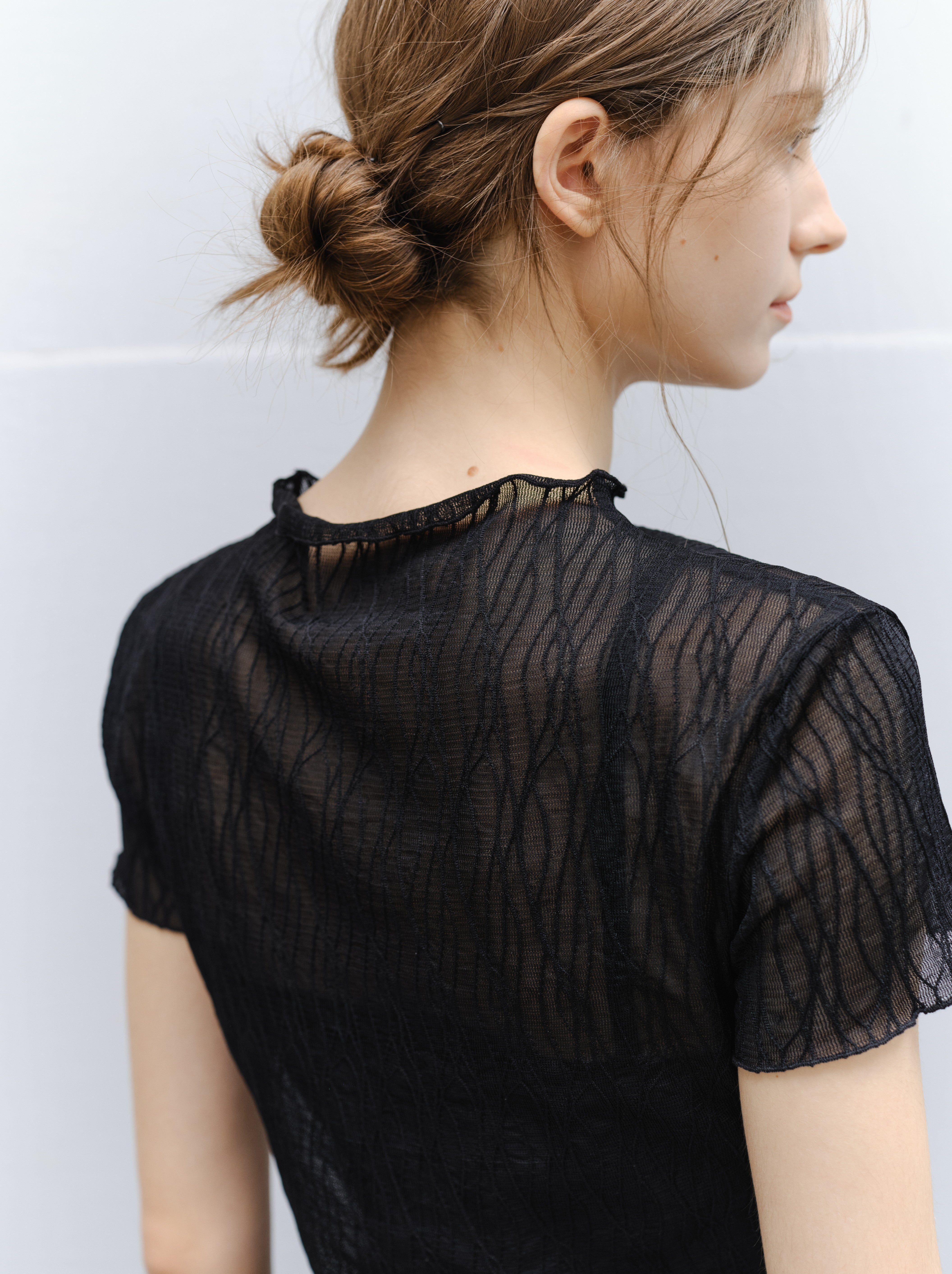 WAVE JACQUARD SHEER TEE / ウェーブジャカードシアーティー