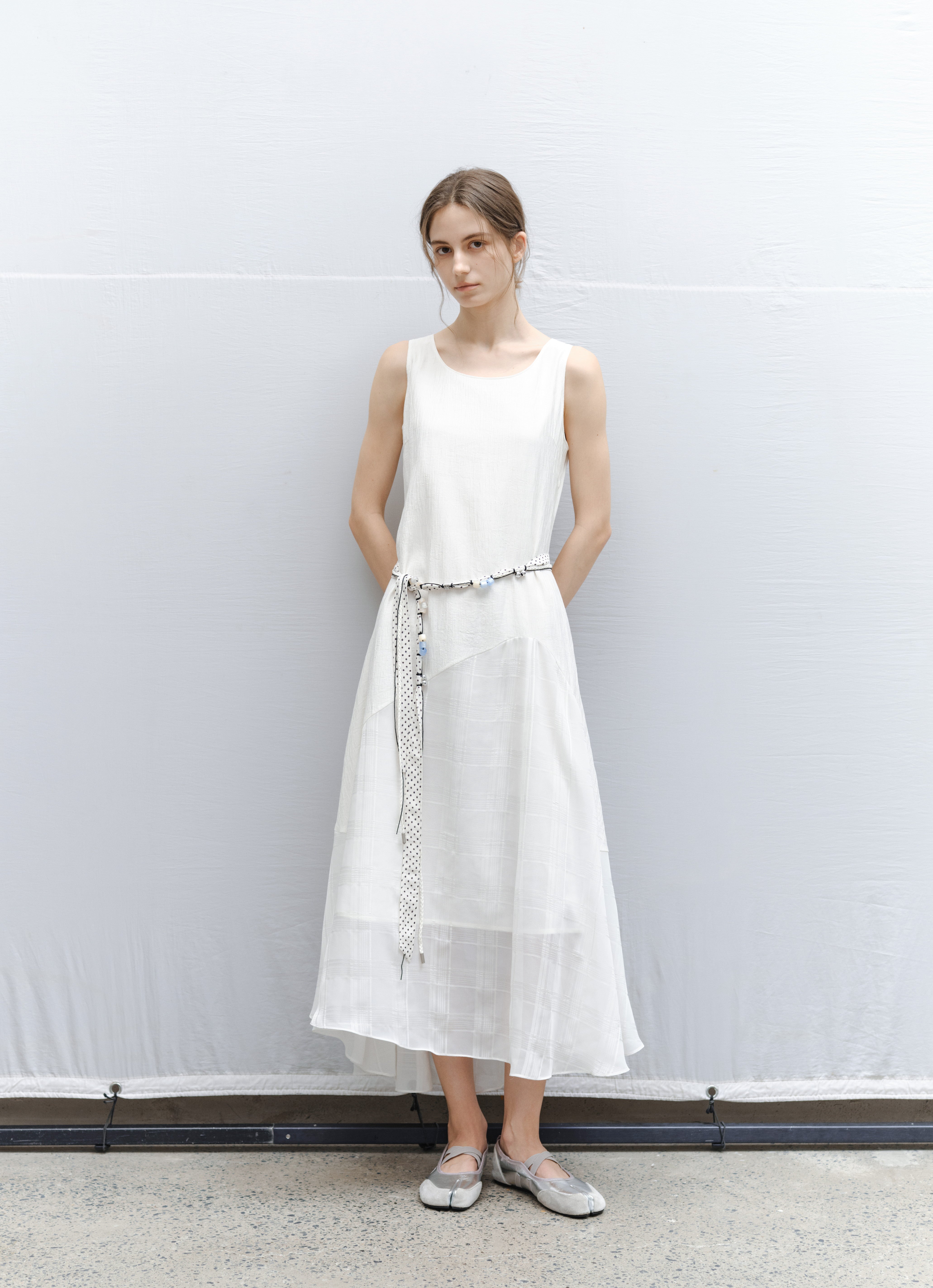 SHEER PLAID LAYER DRESS