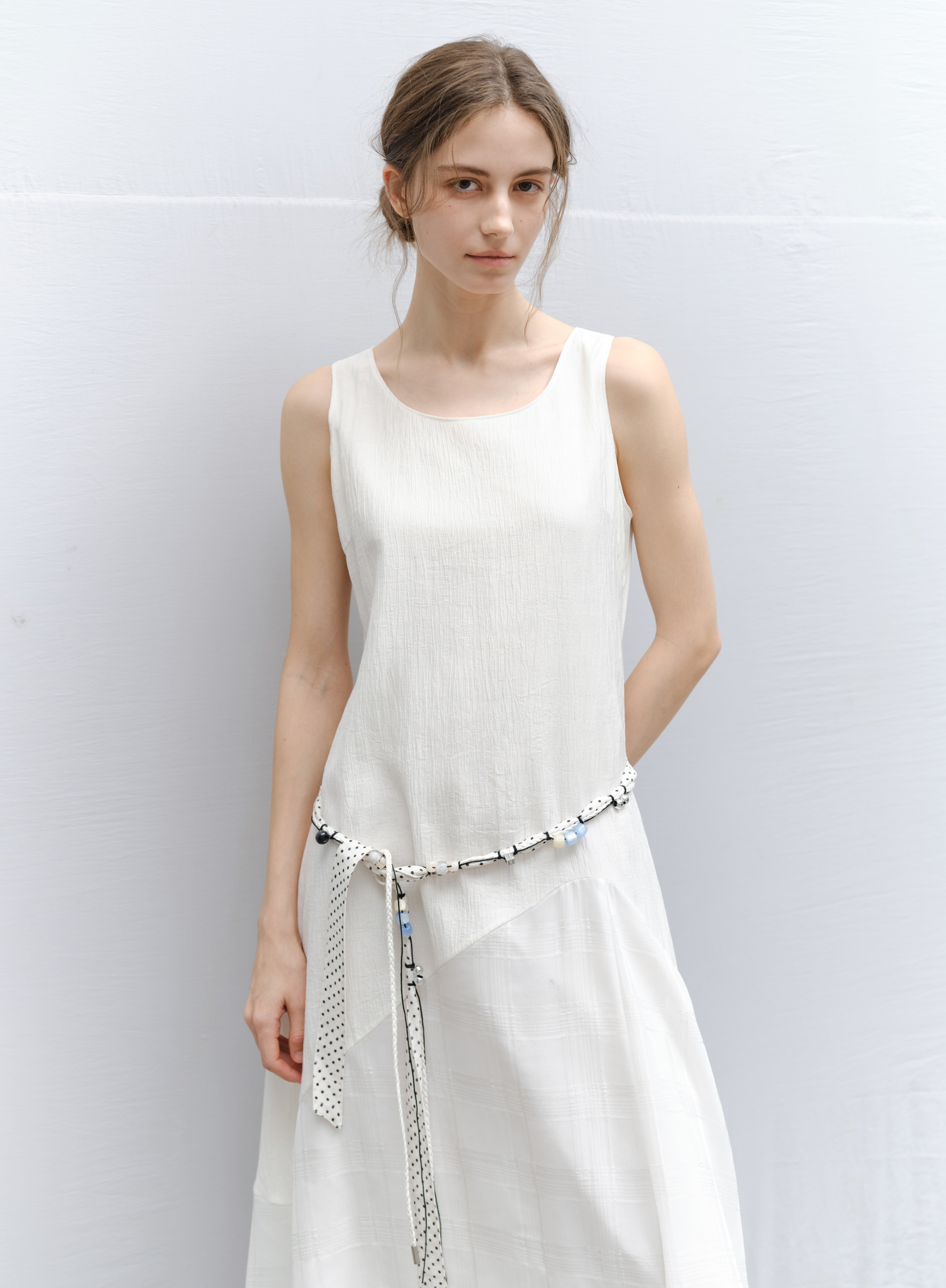 SHEER PLAID LAYER DRESS