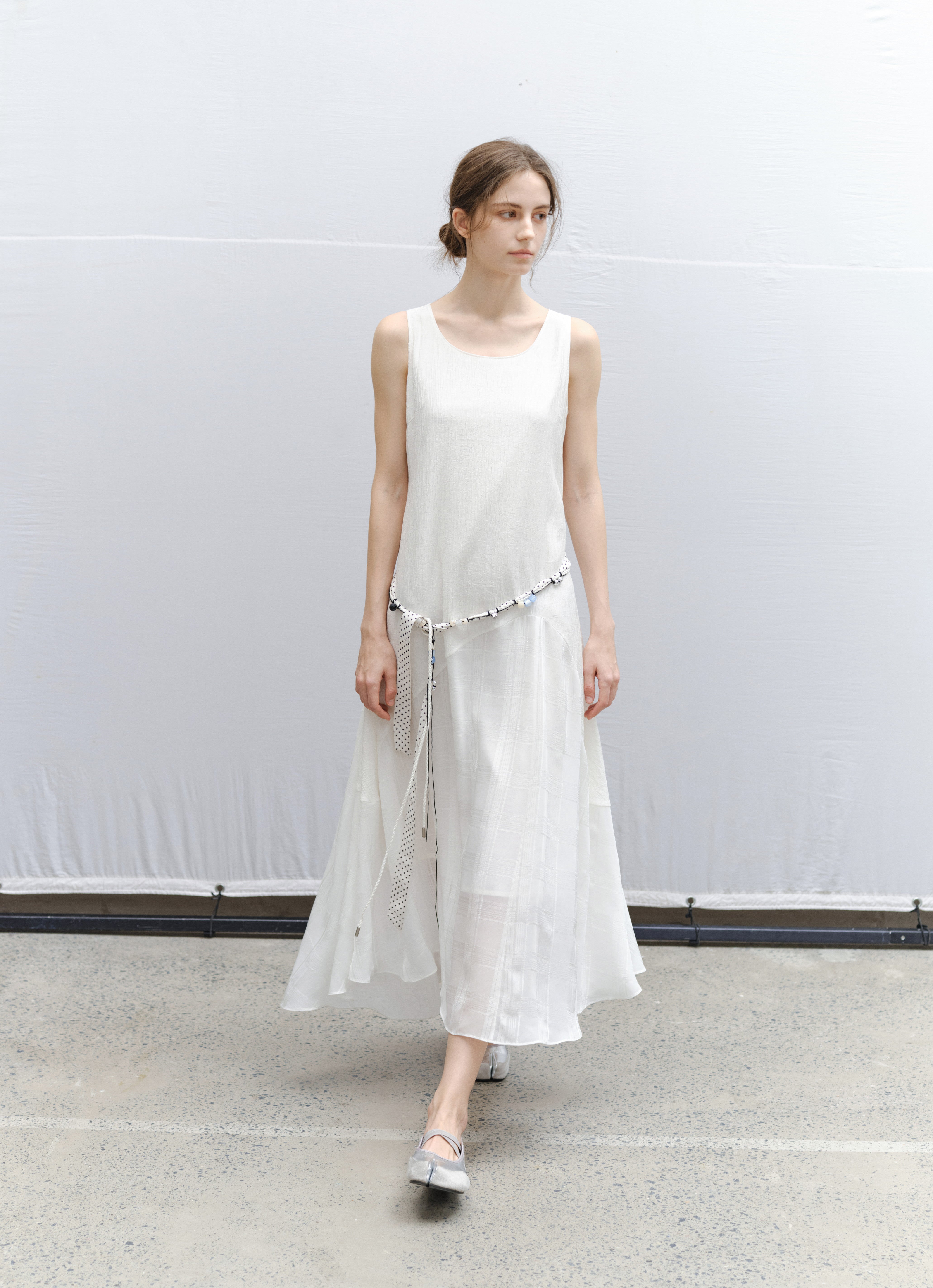 SHEER PLAID LAYER DRESS