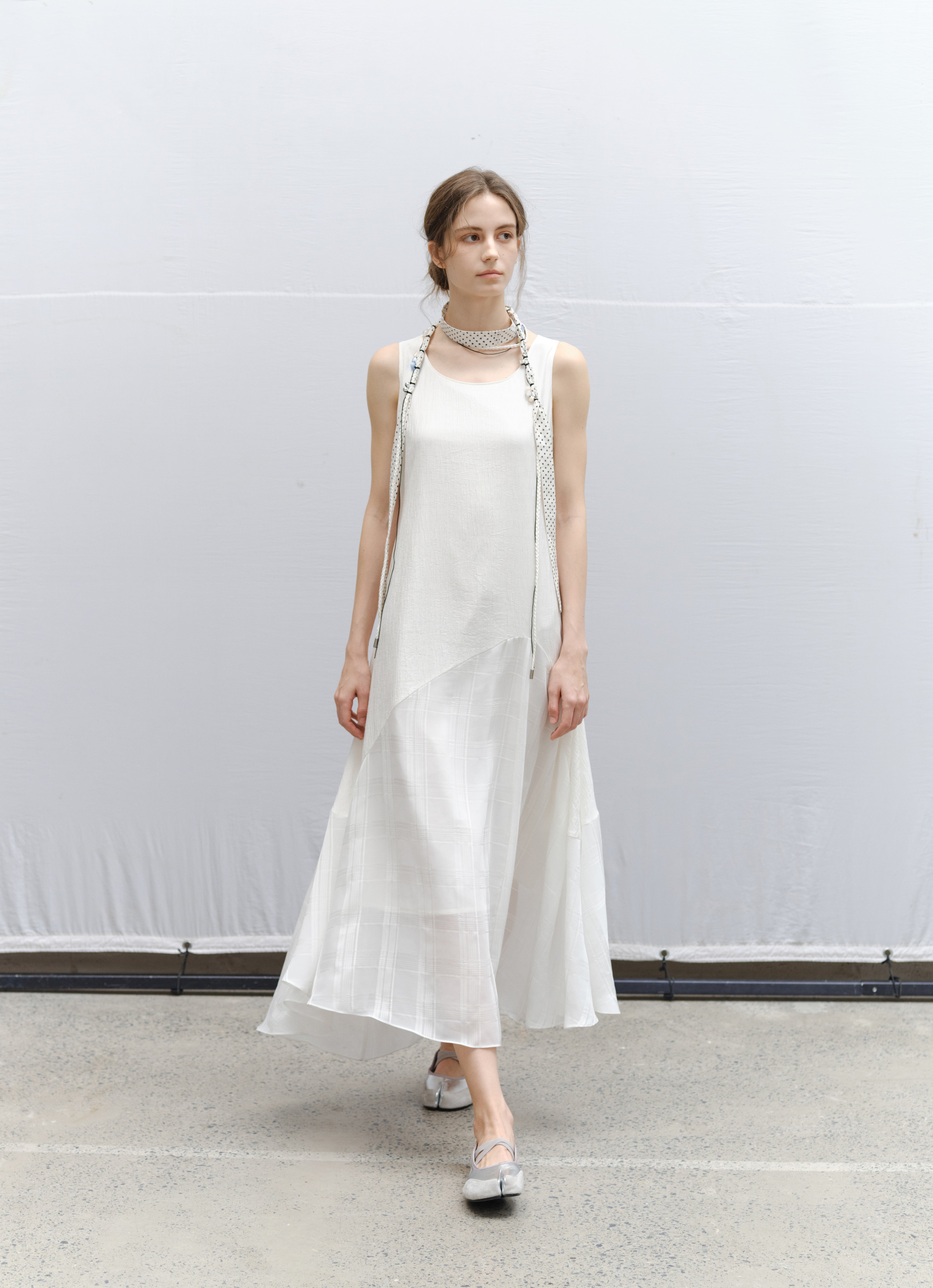 SHEER PLAID LAYER DRESS