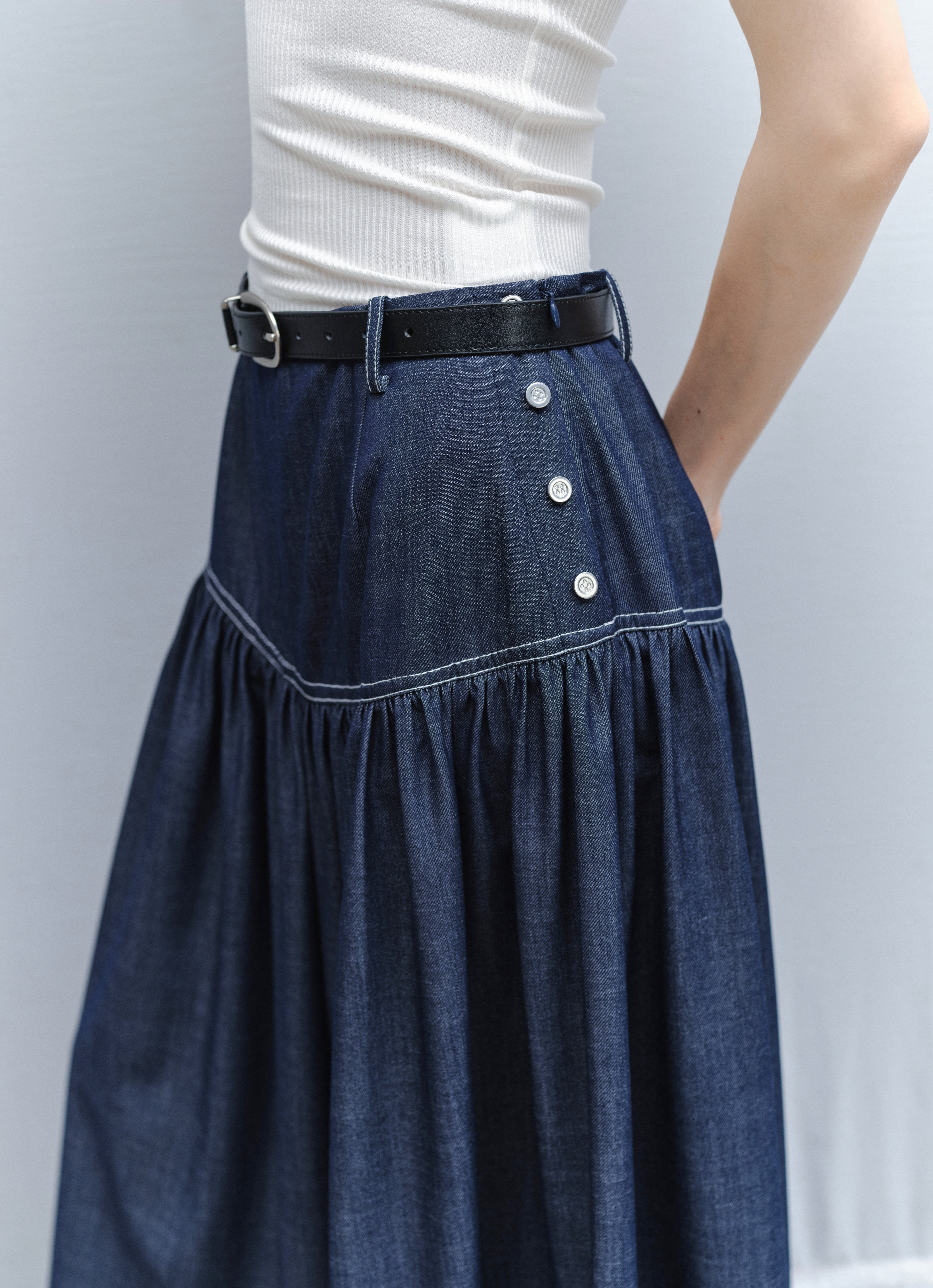 AIRY STITCH DENIM CULOTTES / エアリーステッチデニムキュロット