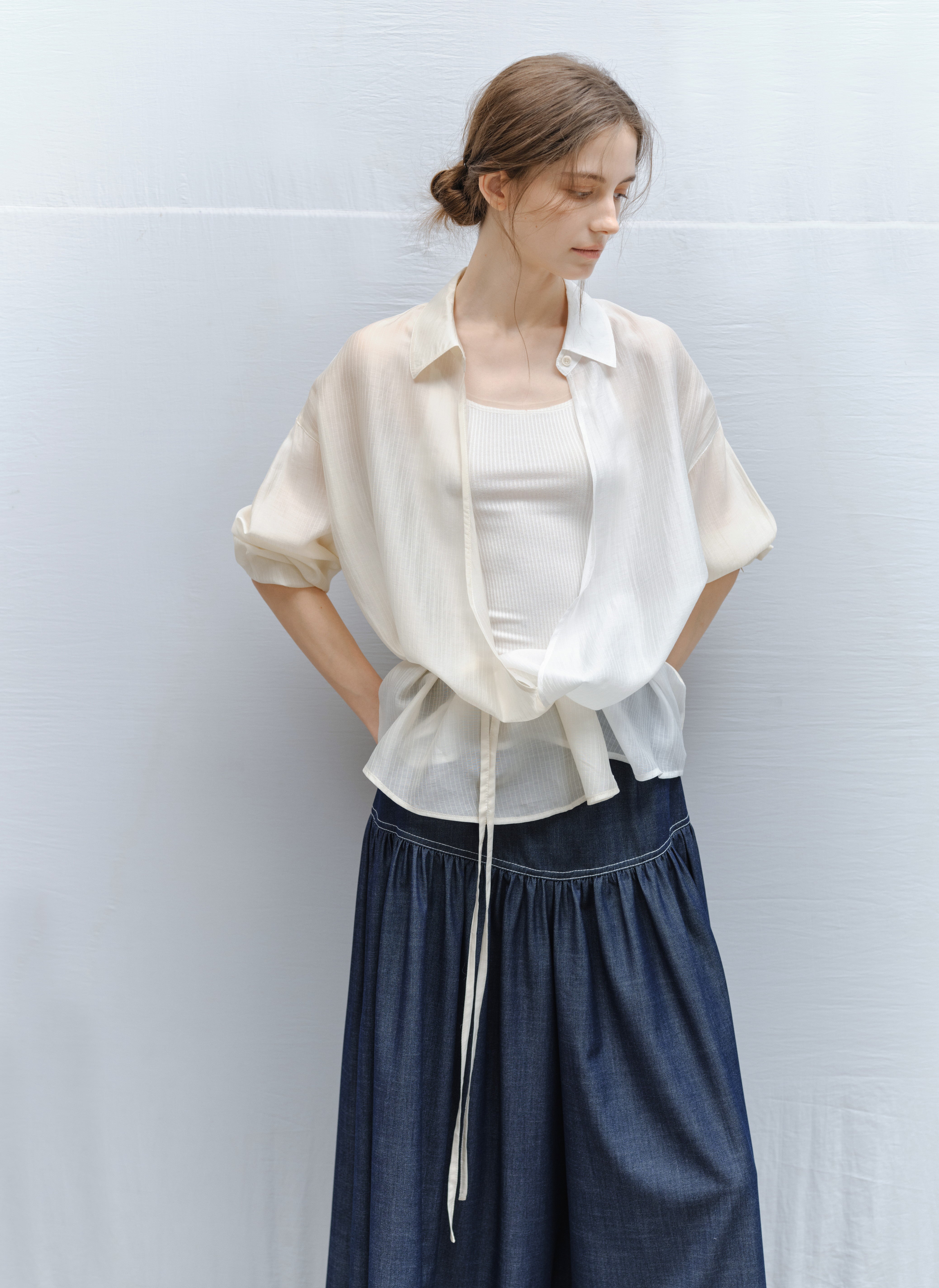 AQUA TONE STRING SHIRT / アクアトーンストリングシャツ
