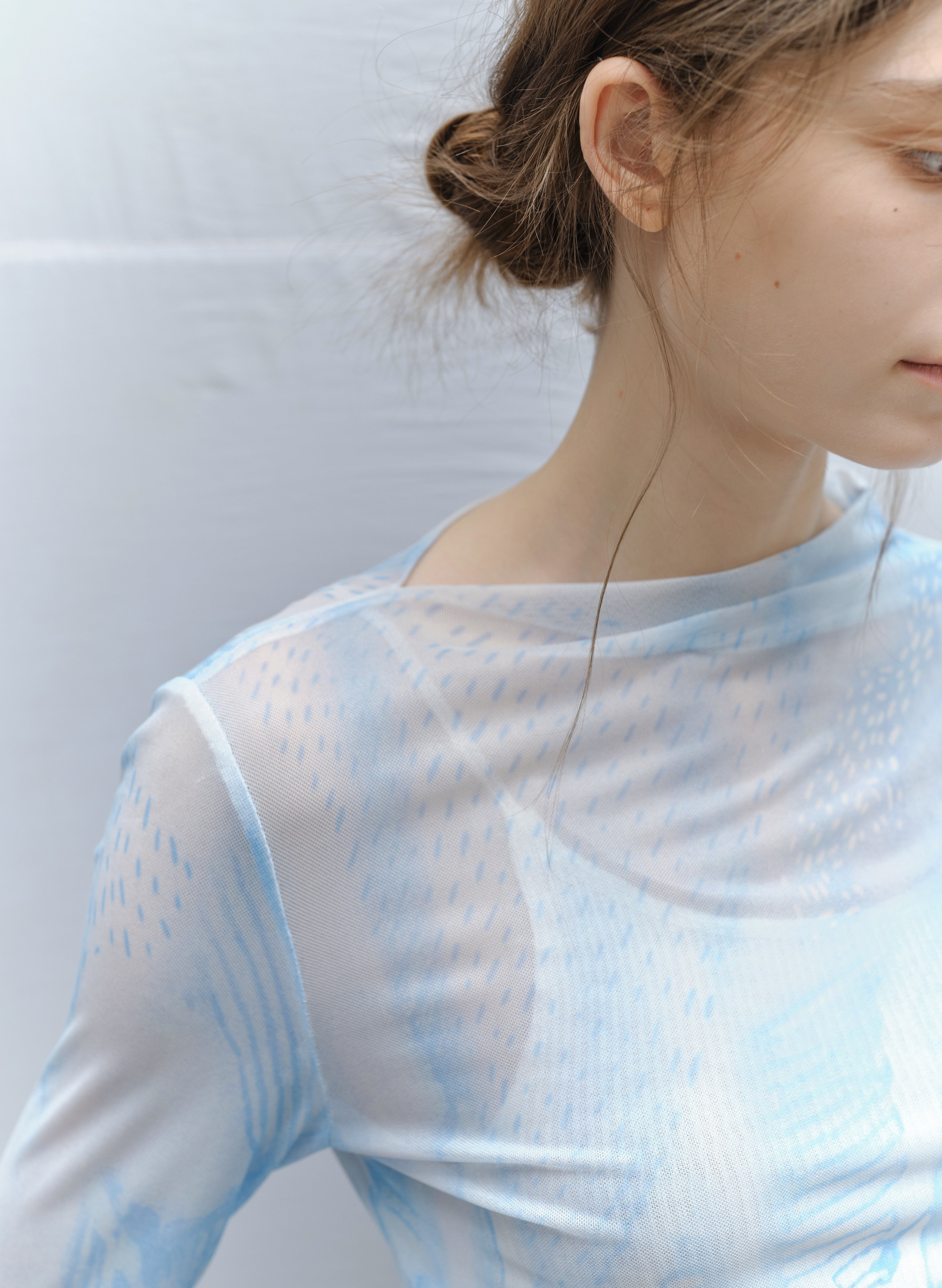 litmus  タトゥシアートップ　ブルー BLUE DRIP SHEER TOP / ブルードリップシアートップ