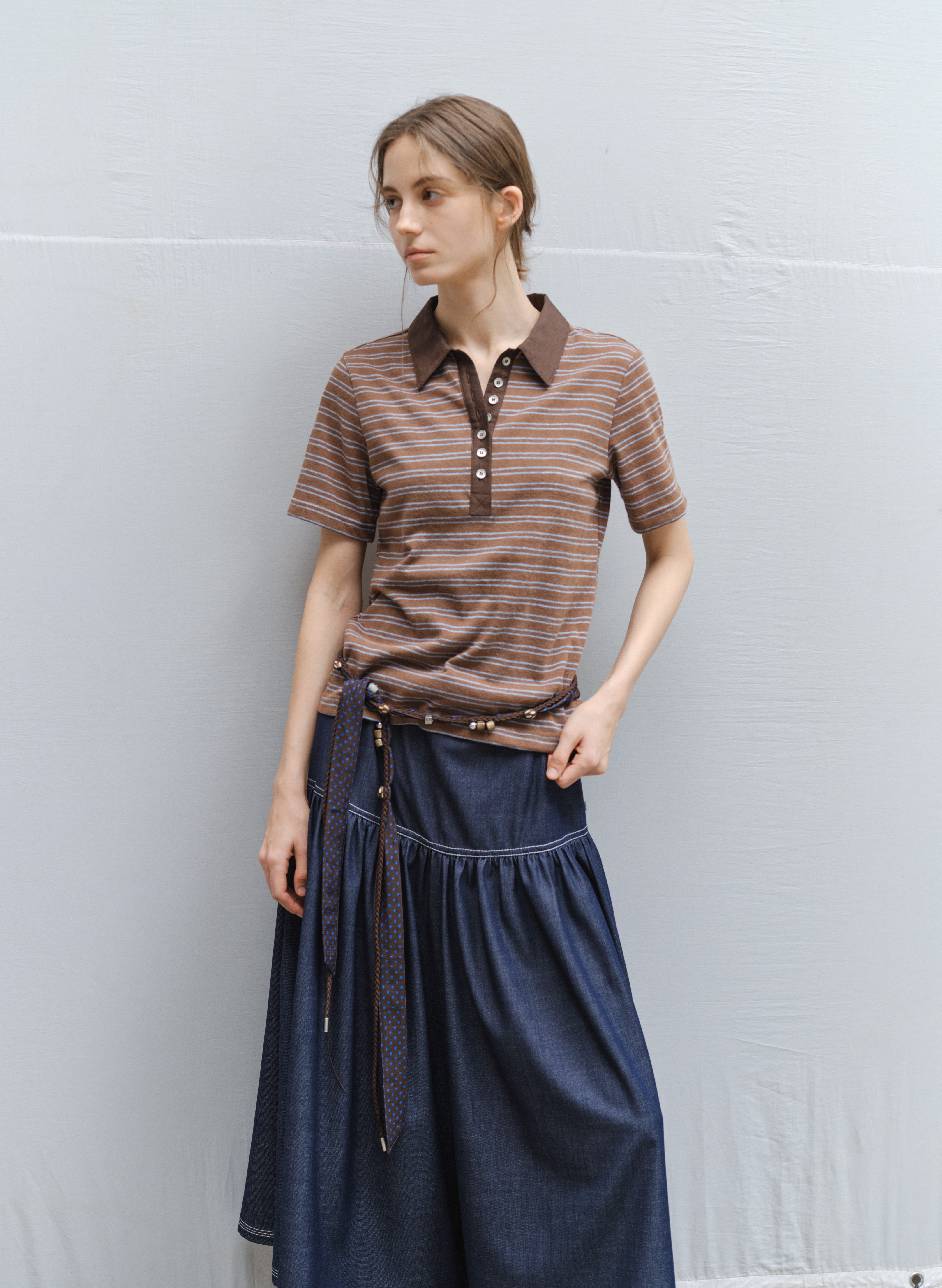 LINEAR BUTTON STRIPE TEE