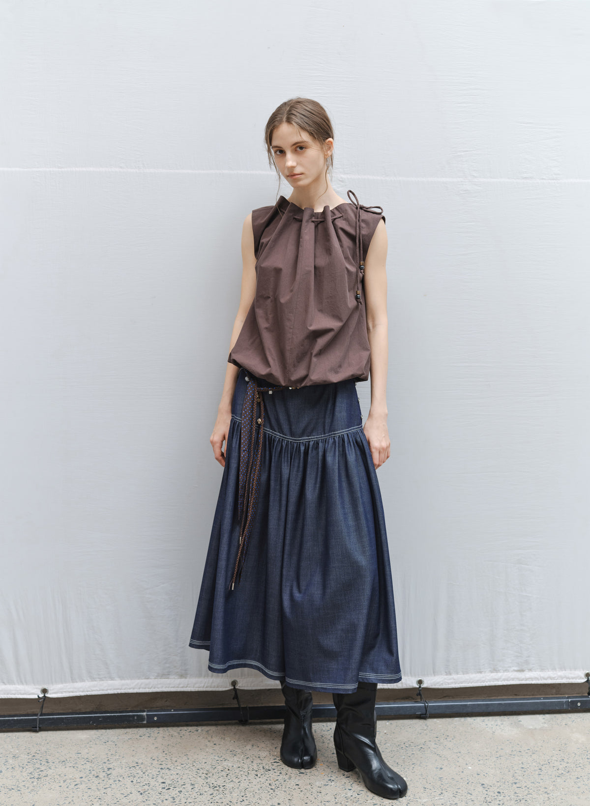 AIRY STITCH DENIM CULOTTES
