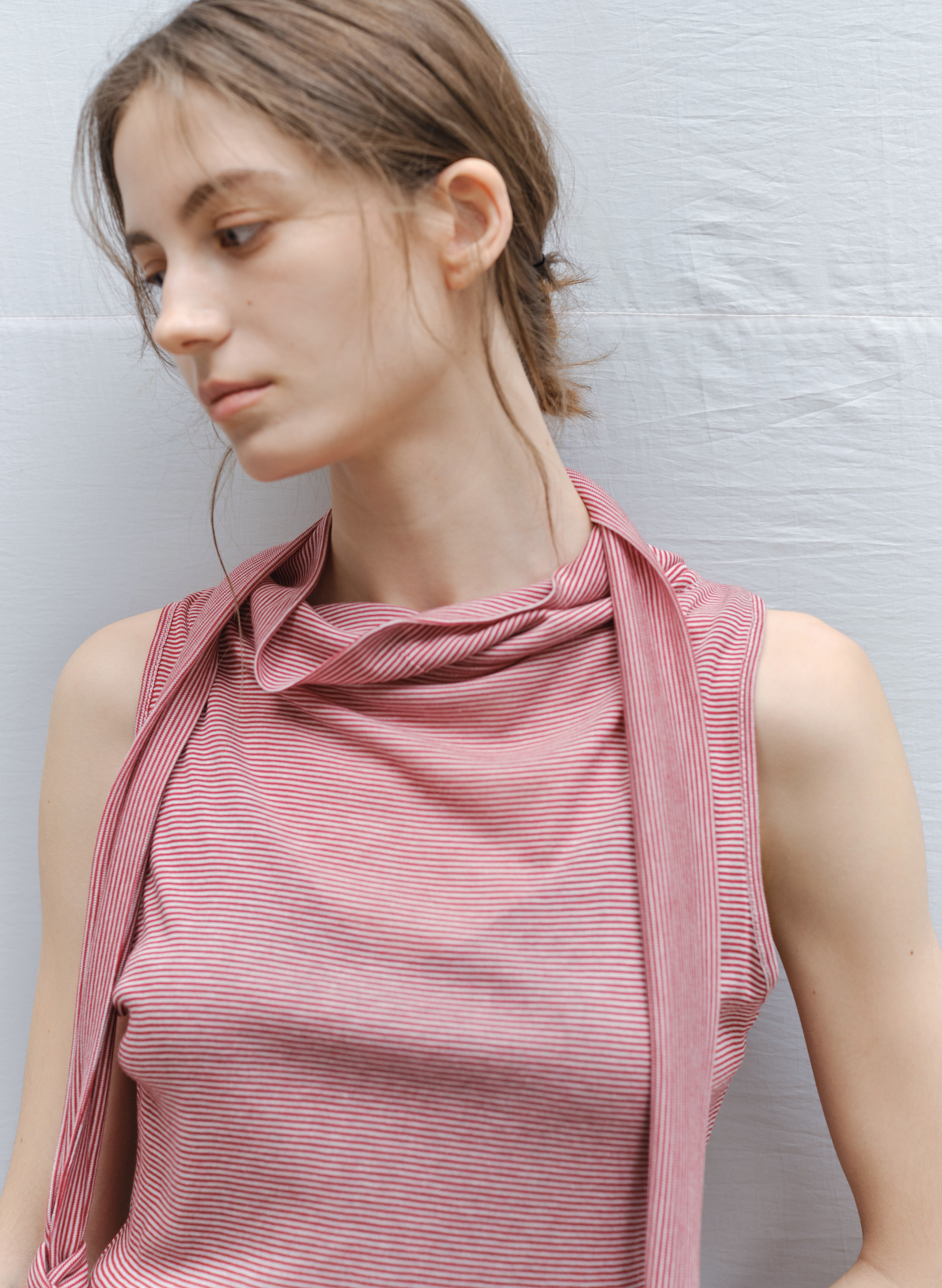 SCARF TIE STRIPE TOP