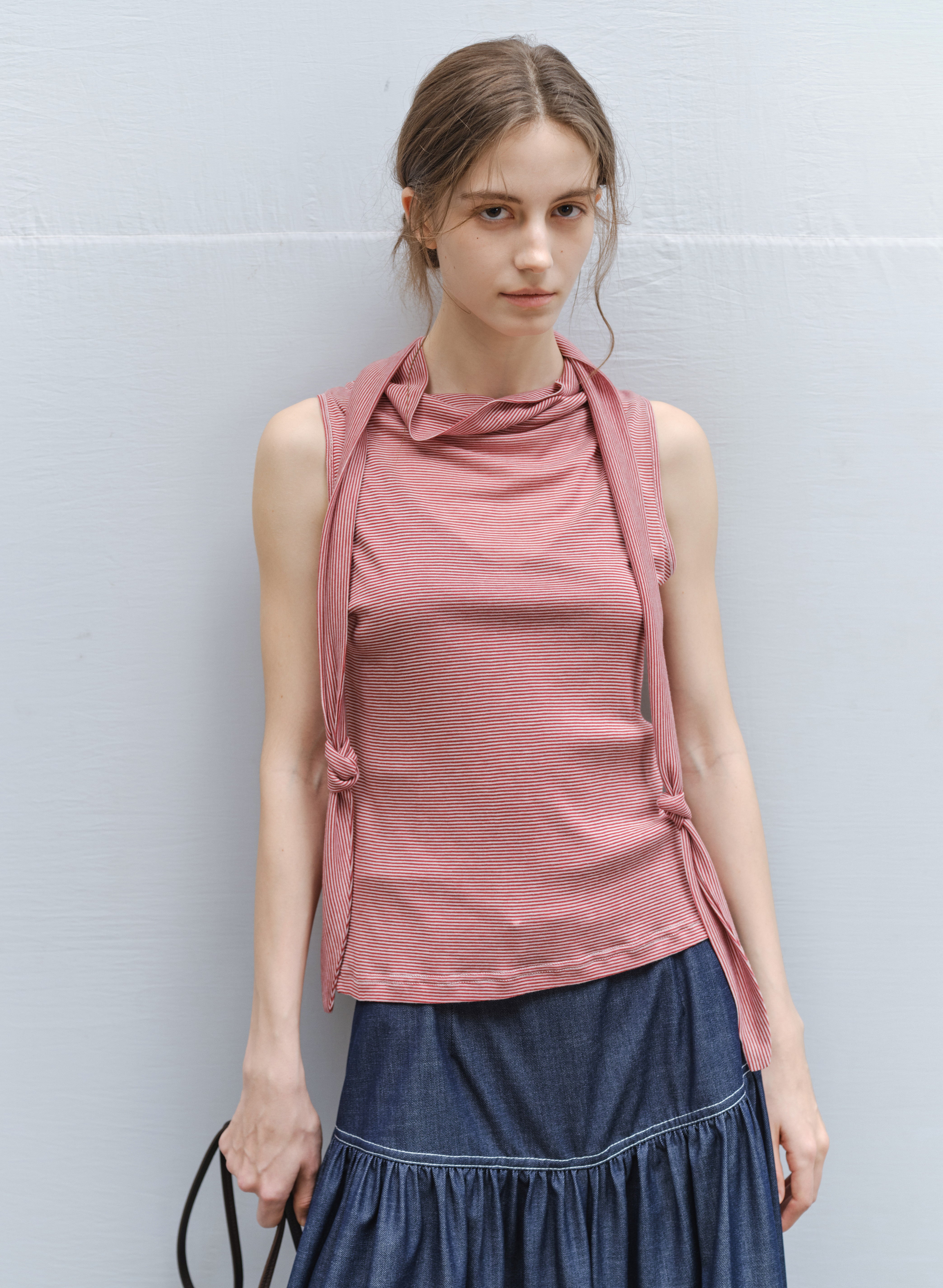 SCARF TIE STRIPE TOP