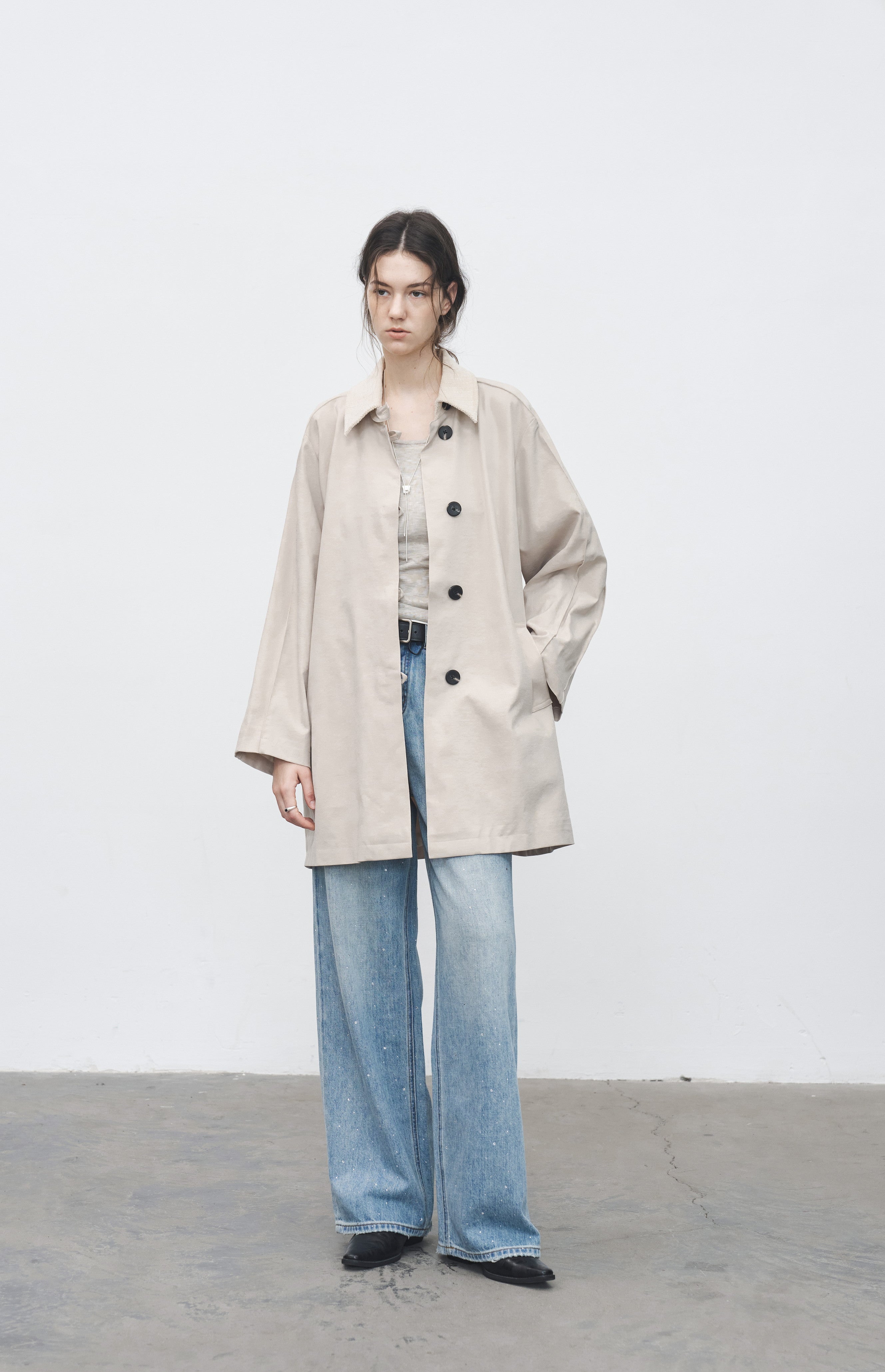 CORDUROY LAPEL MIDDLE TRENCH / コーデュロイラペルミドルトレンチ