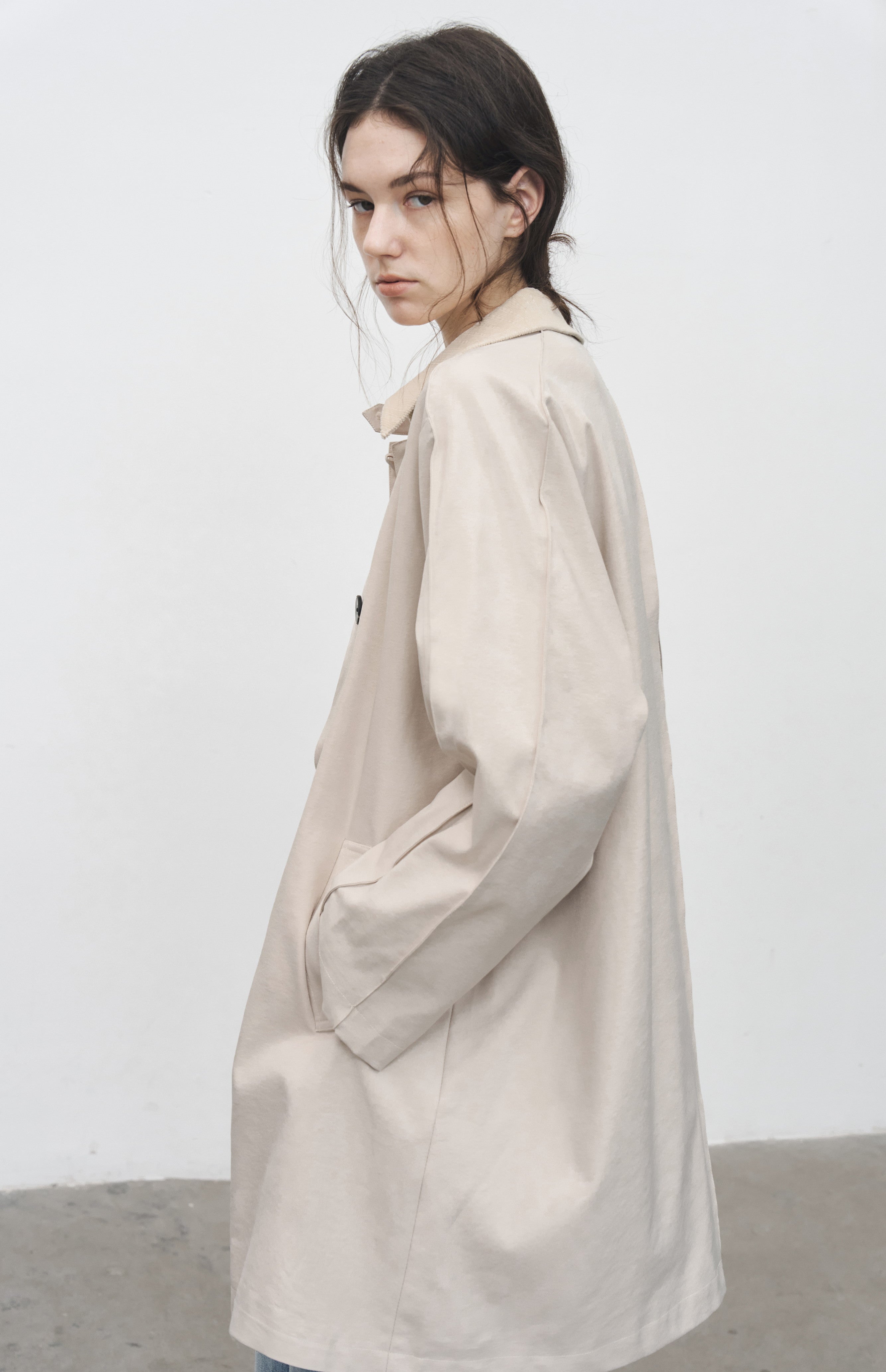 CORDUROY LAPEL MIDDLE TRENCH / コーデュロイラペルミドルトレンチ