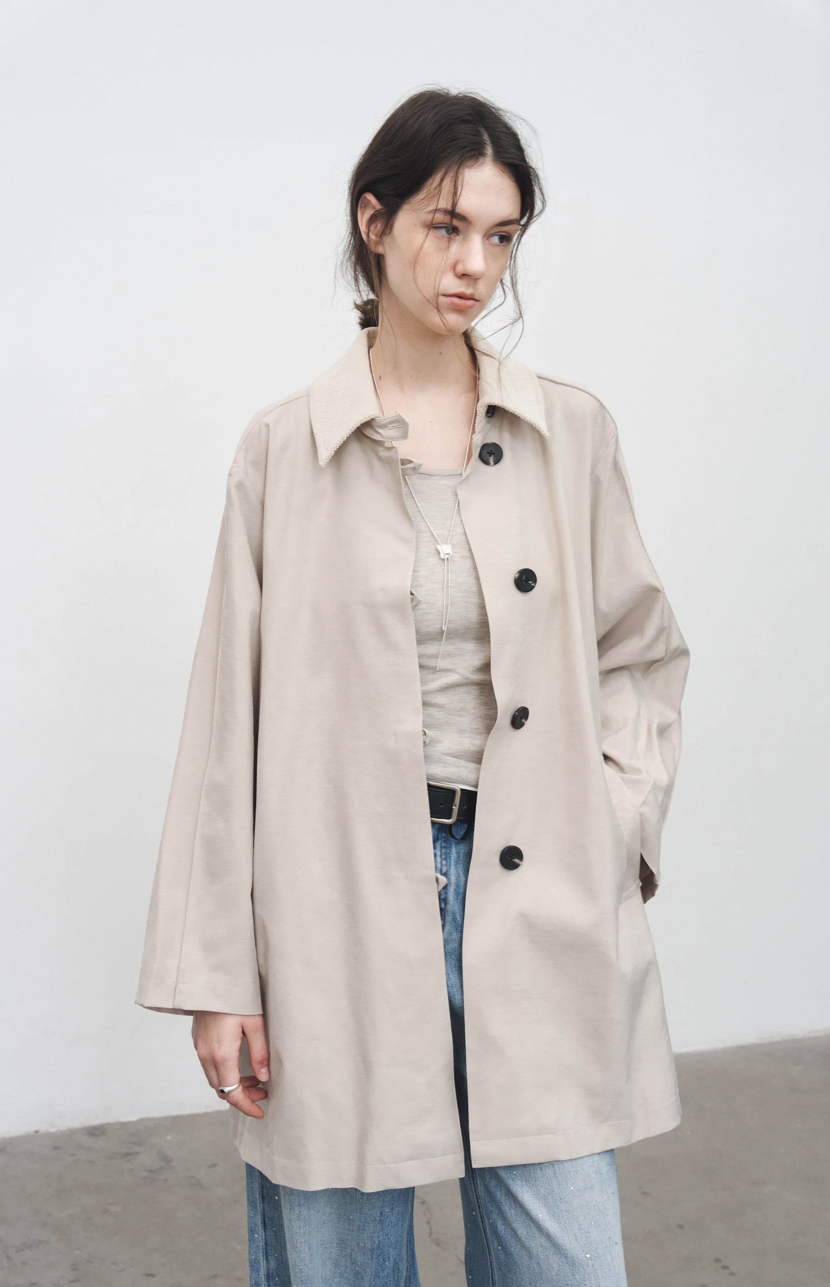 CORDUROY LAPEL MIDDLE TRENCH / コーデュロイラペルミドルトレンチ