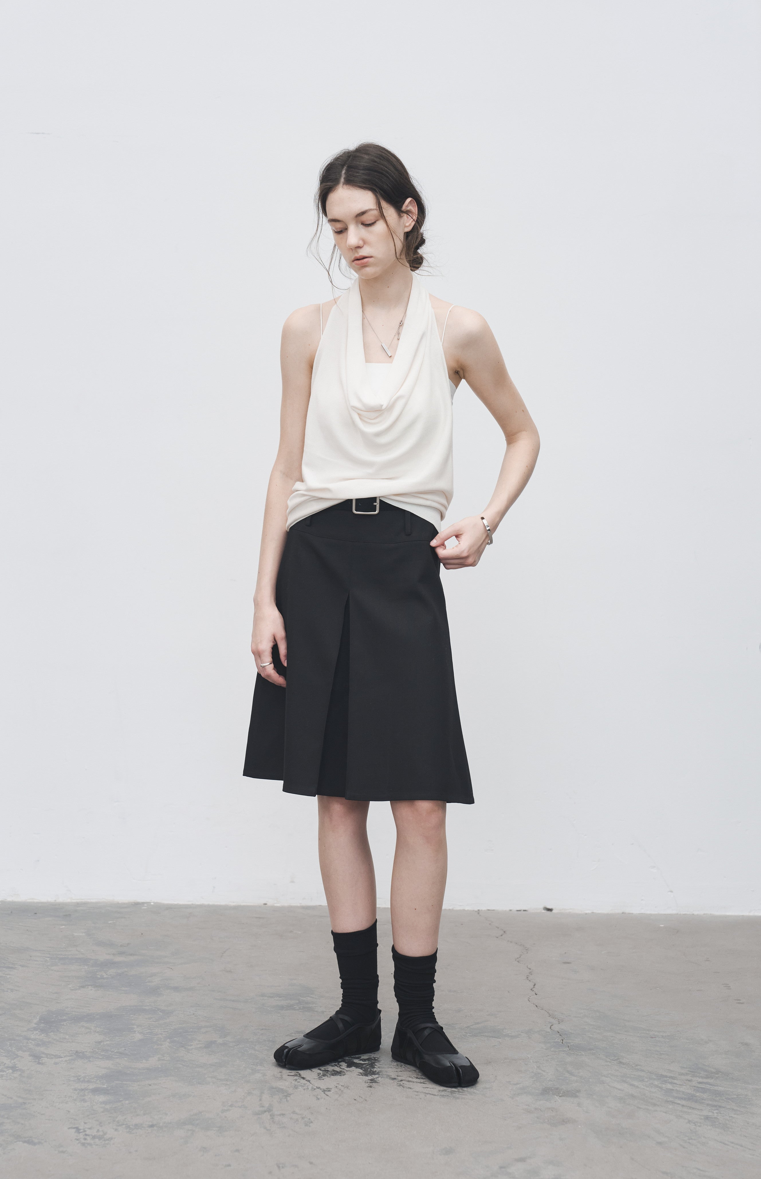 REVERSIBLE PLEATED MIDI SKIRT