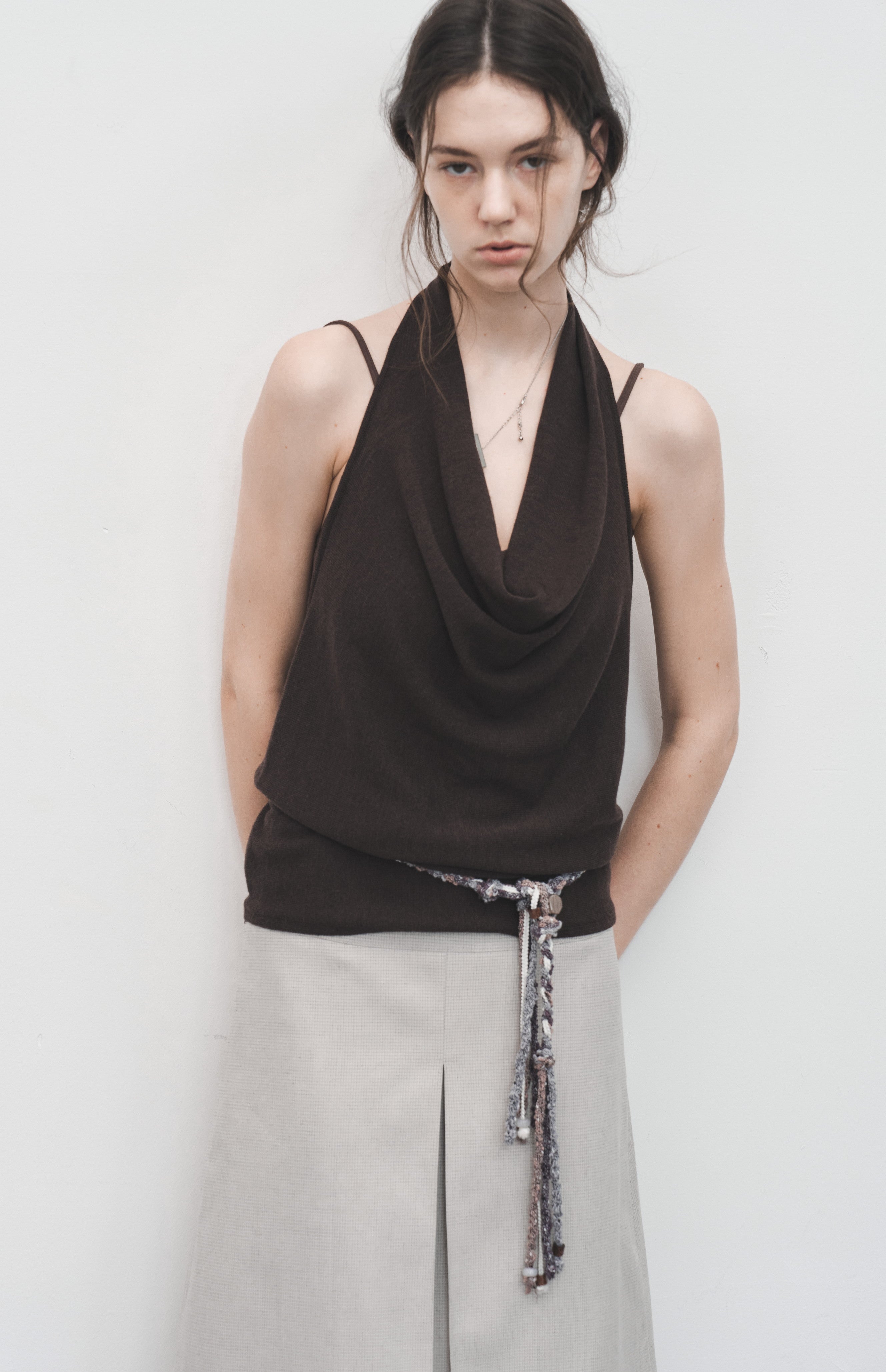 HALTER NECK DRAPED TOP