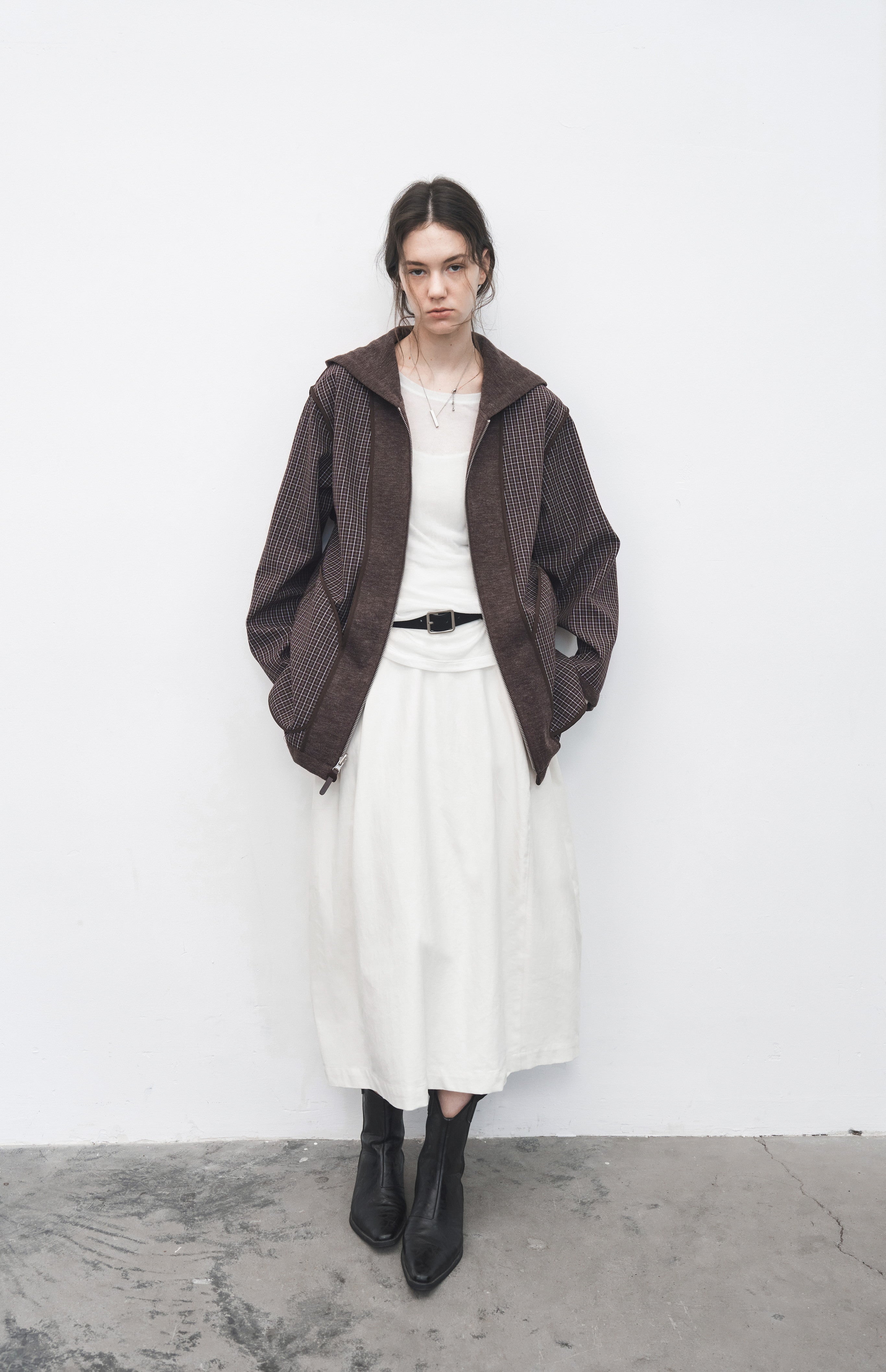 REVERSIBLE PLAID HOODED CARDIGAN / 리버시블 체크 푸드 카디건