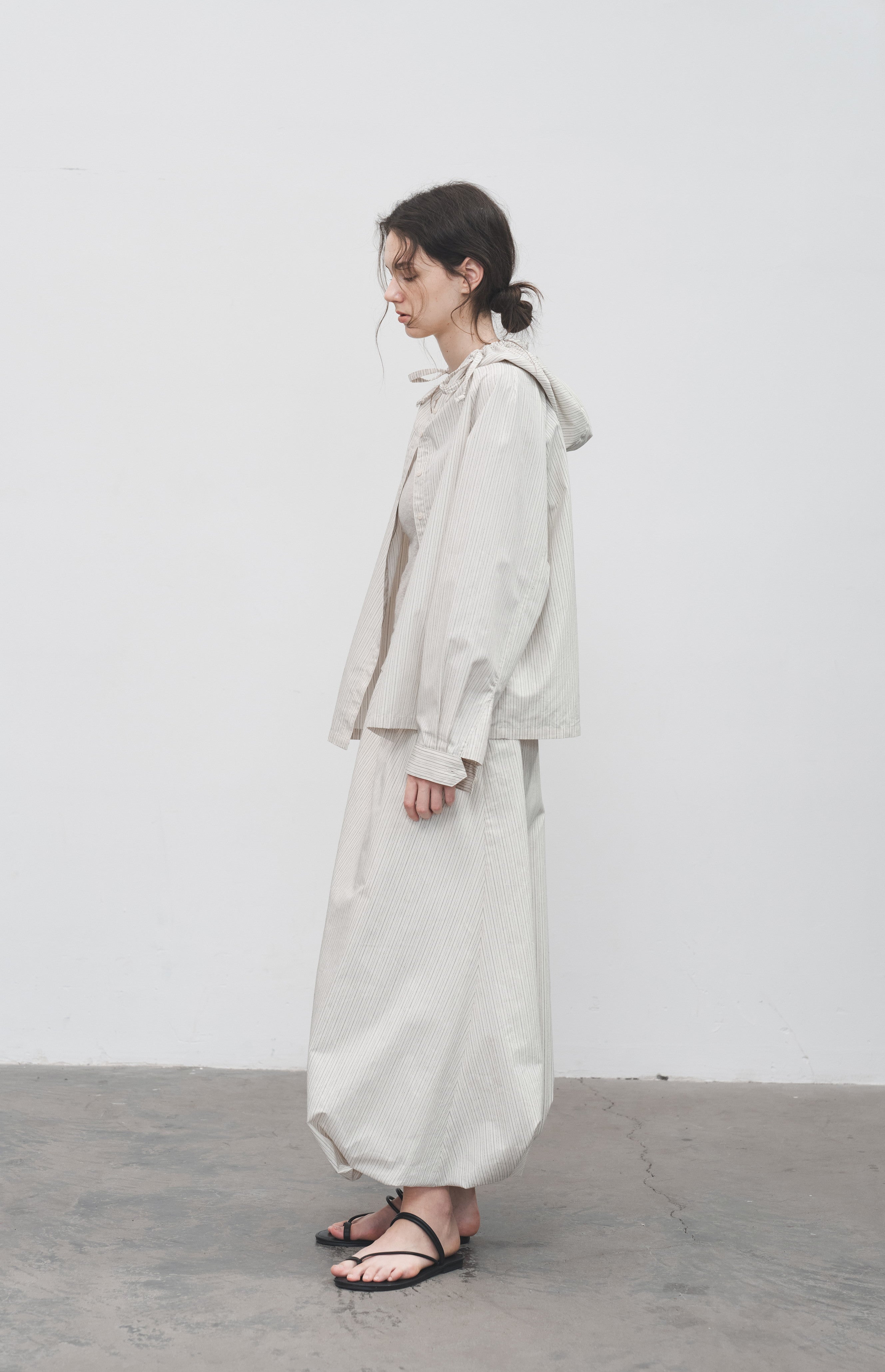 HOODED STRIPE OVERSHIRT / フードストライプオーバーシャツ