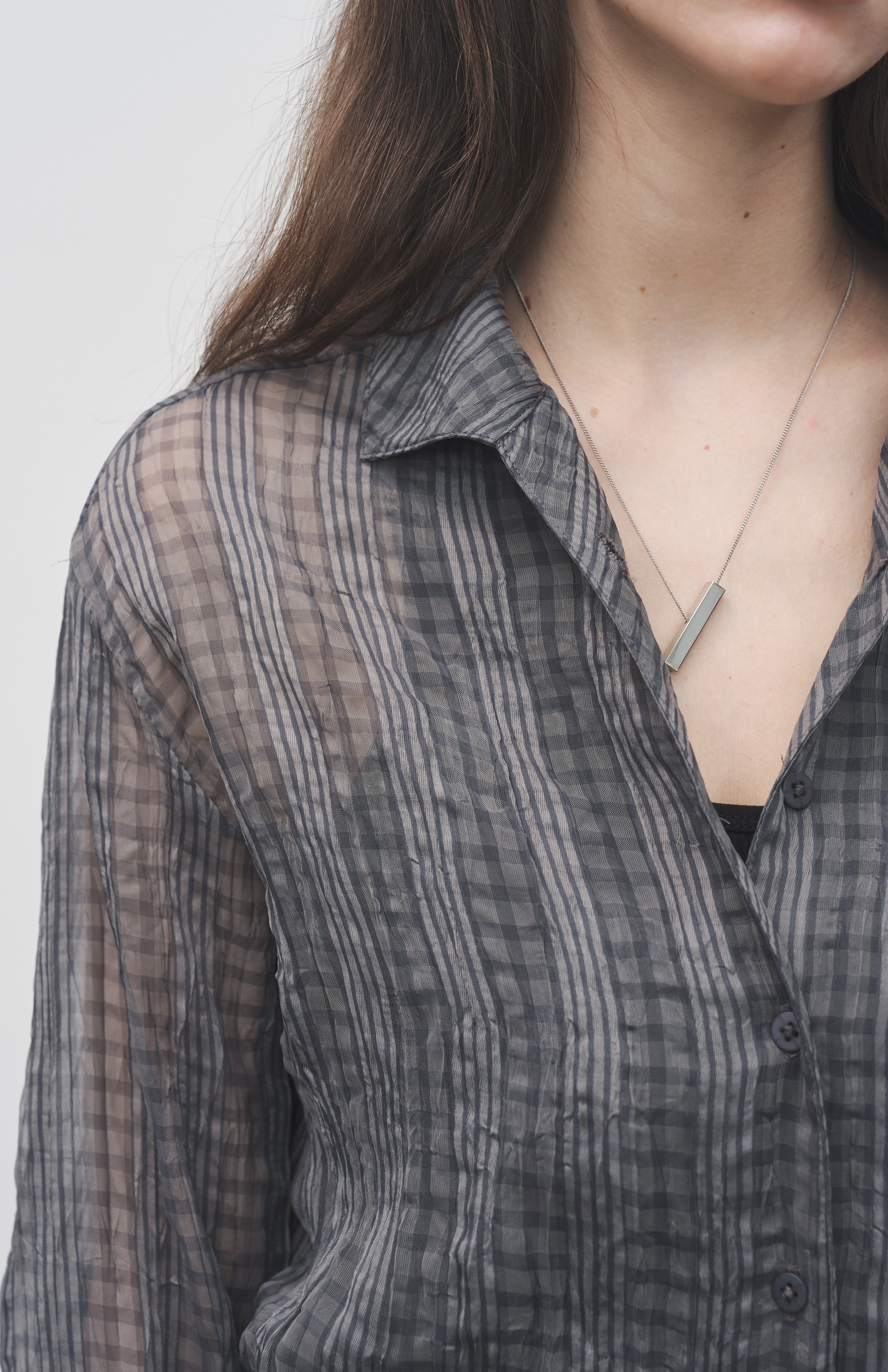 WRINKLED PLAID SHEER SHIRT