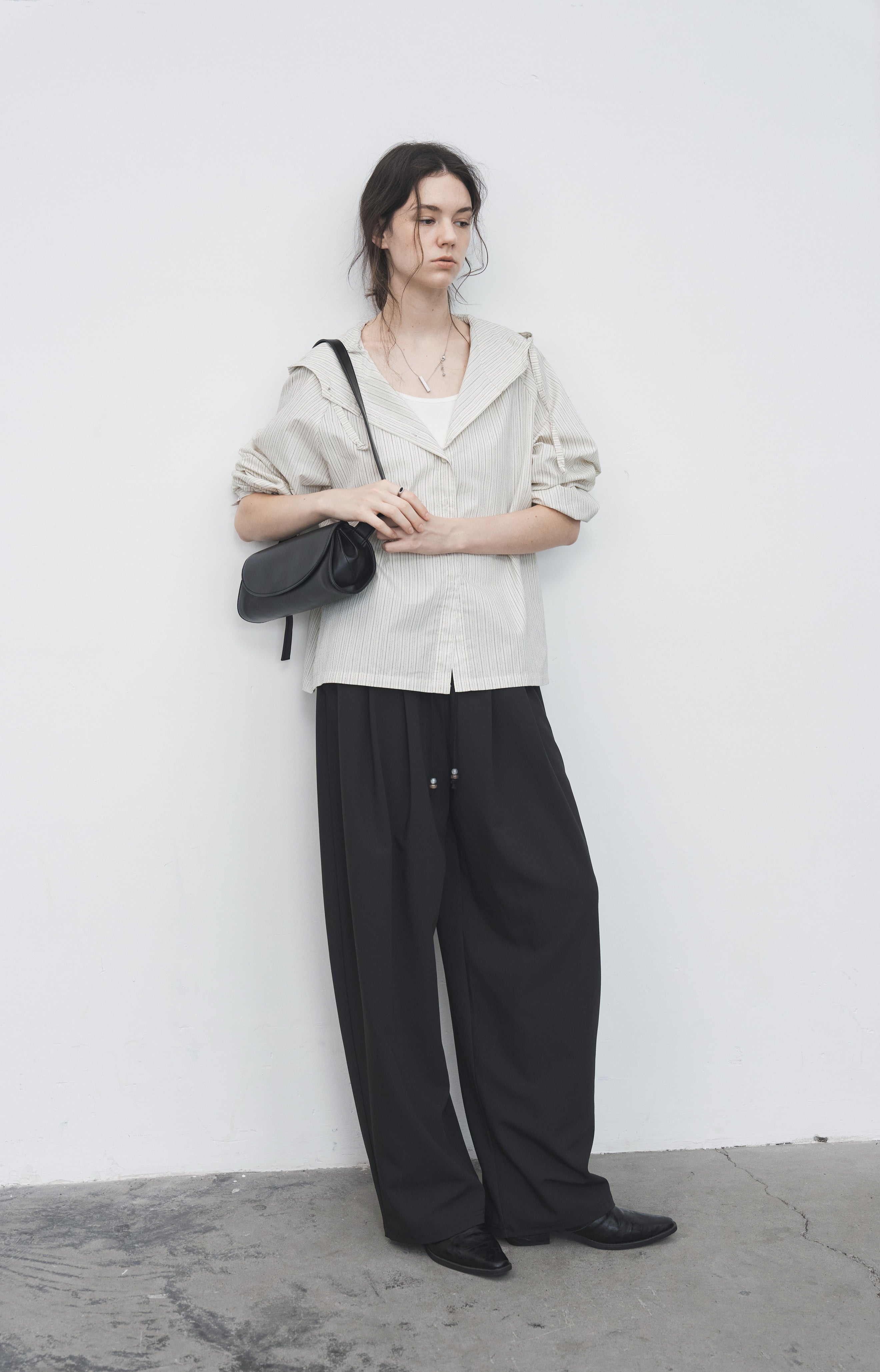 HOODED STRIPE OVERSHIRT / フードストライプオーバーシャツ