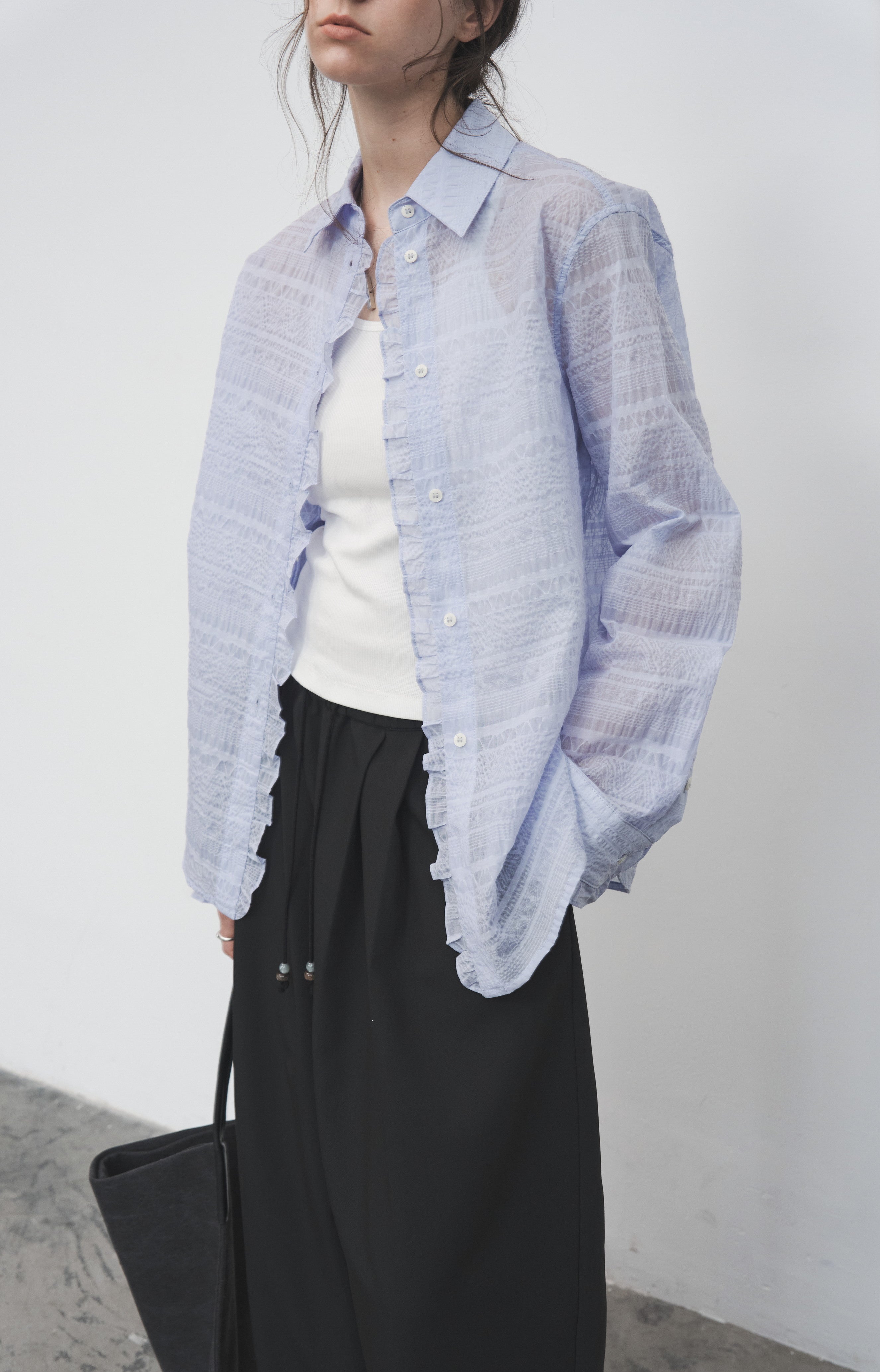 LACE MIX SHEER SHIRT