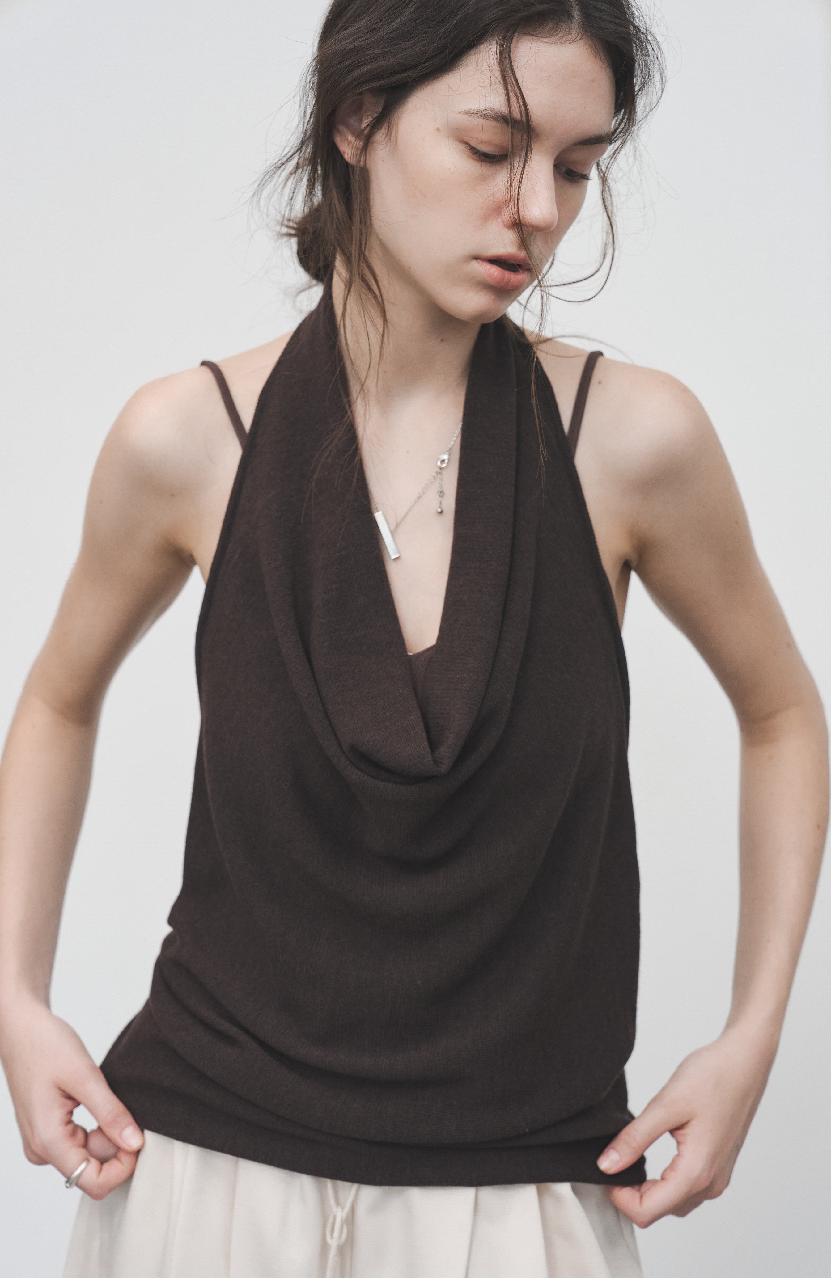 HALTER NECK DRAPED TOP