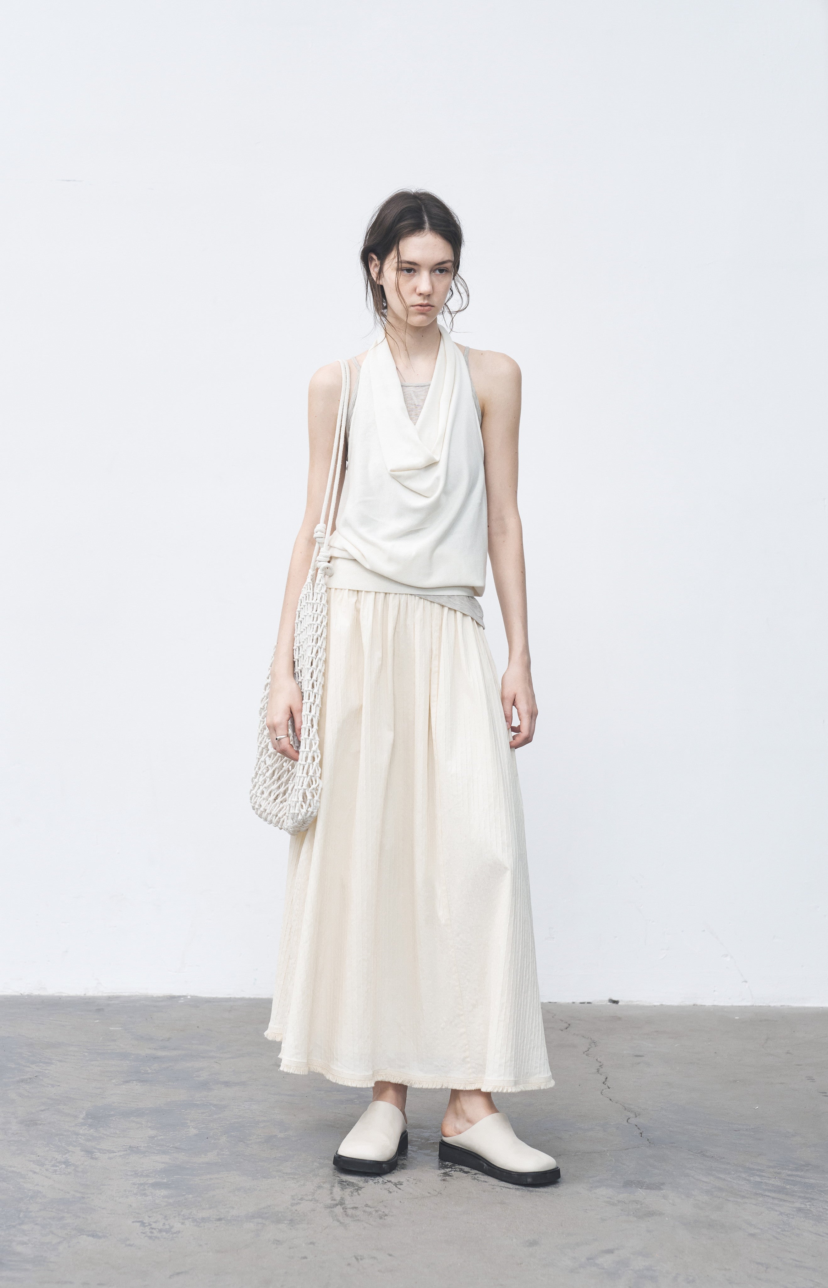 HEM FRINGE WAFFLE SKIRT / ヘムフリンジワッフルスカート