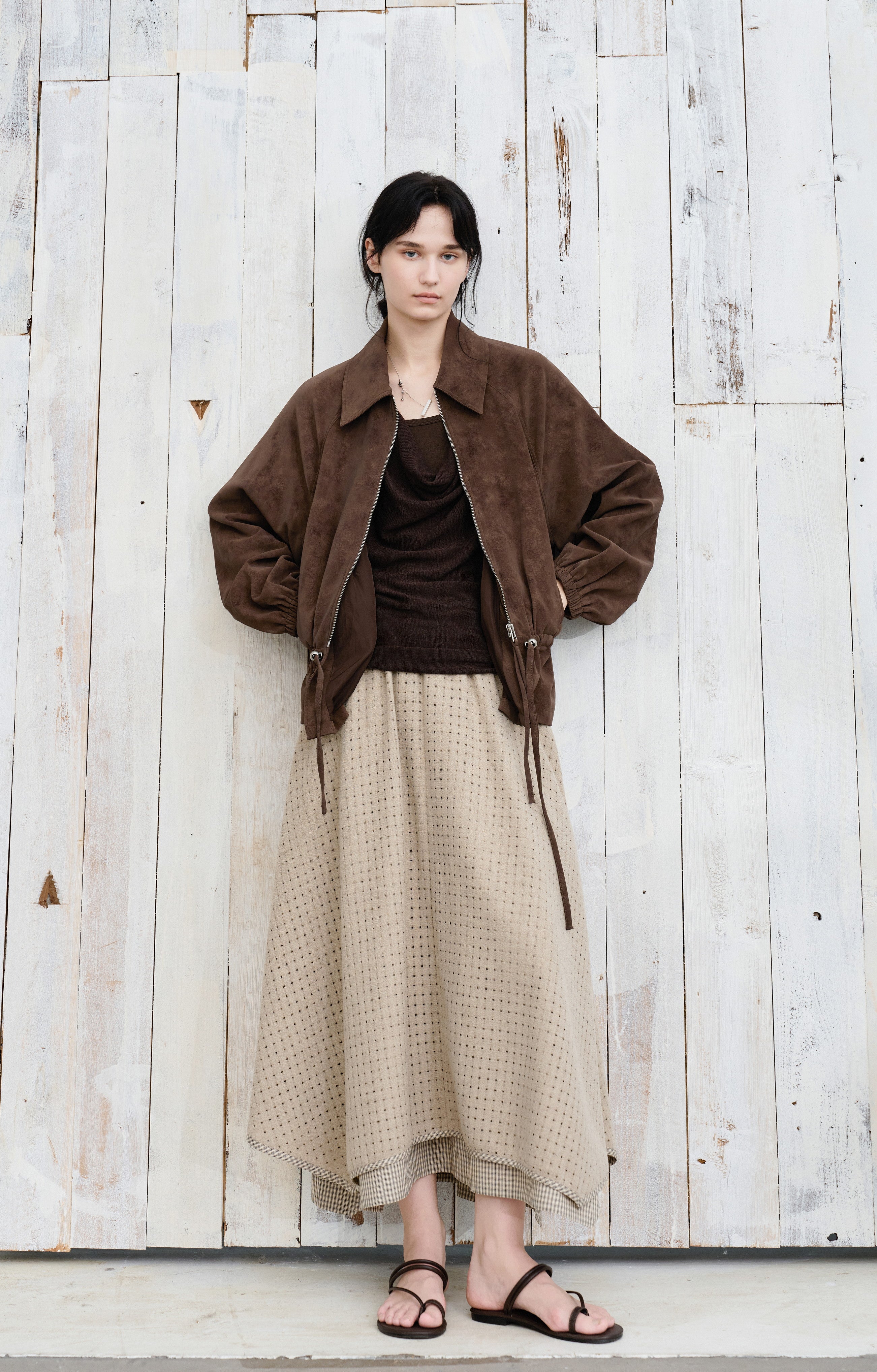 SQUARE MESH FLARE SKIRT