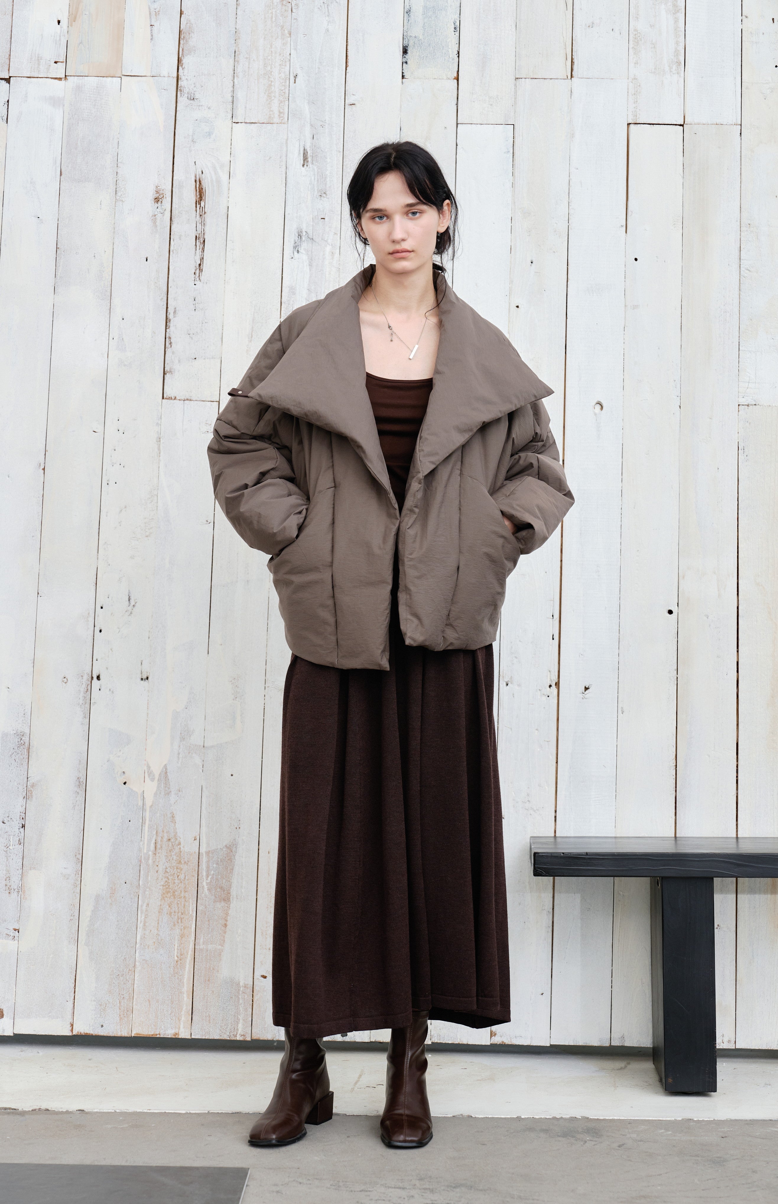 WRAP LAPEL ROUND DOWN / ラップラペルラウンドダウン