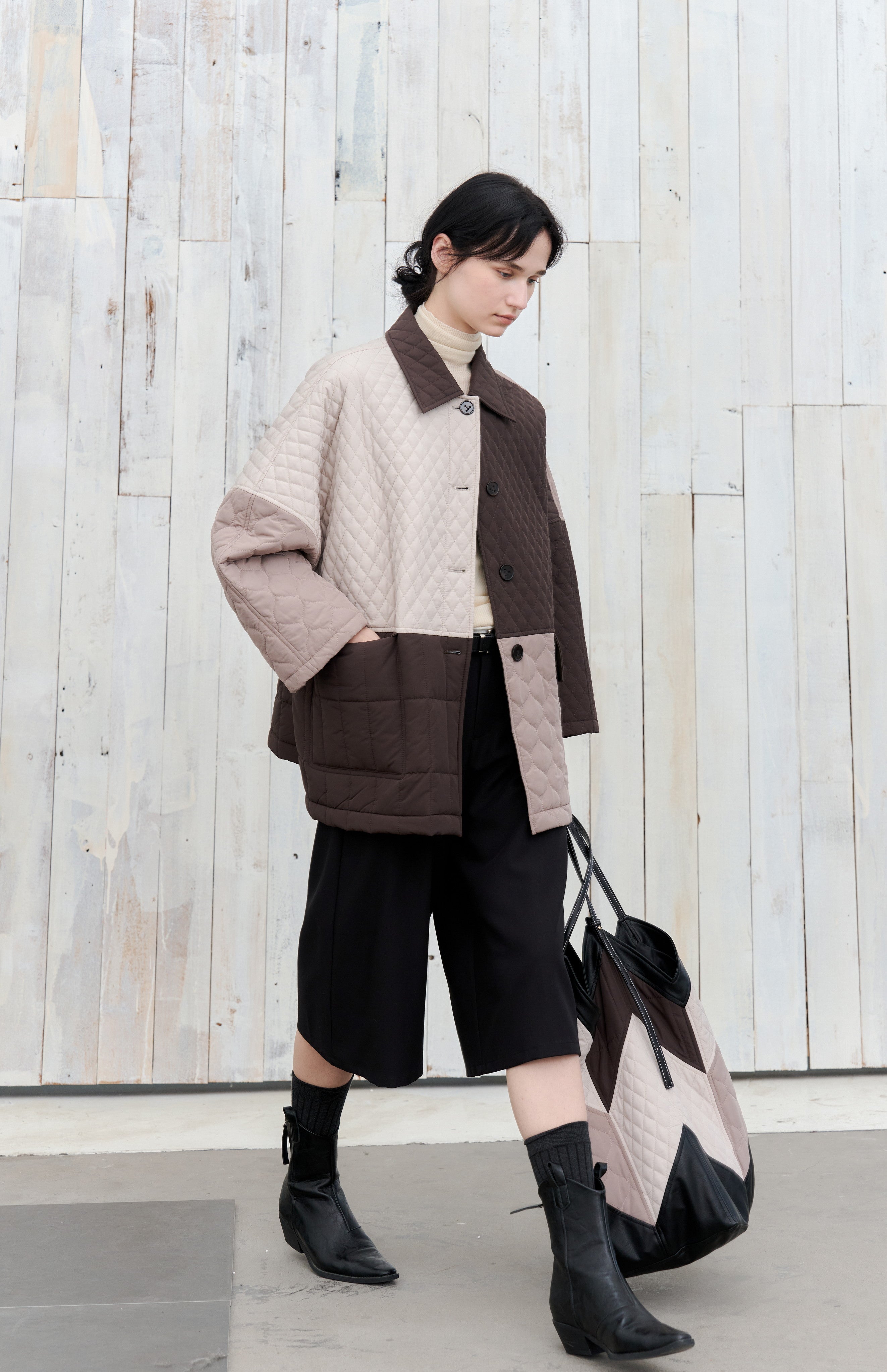 PATCHWORK COLOR QUILTED JACKET