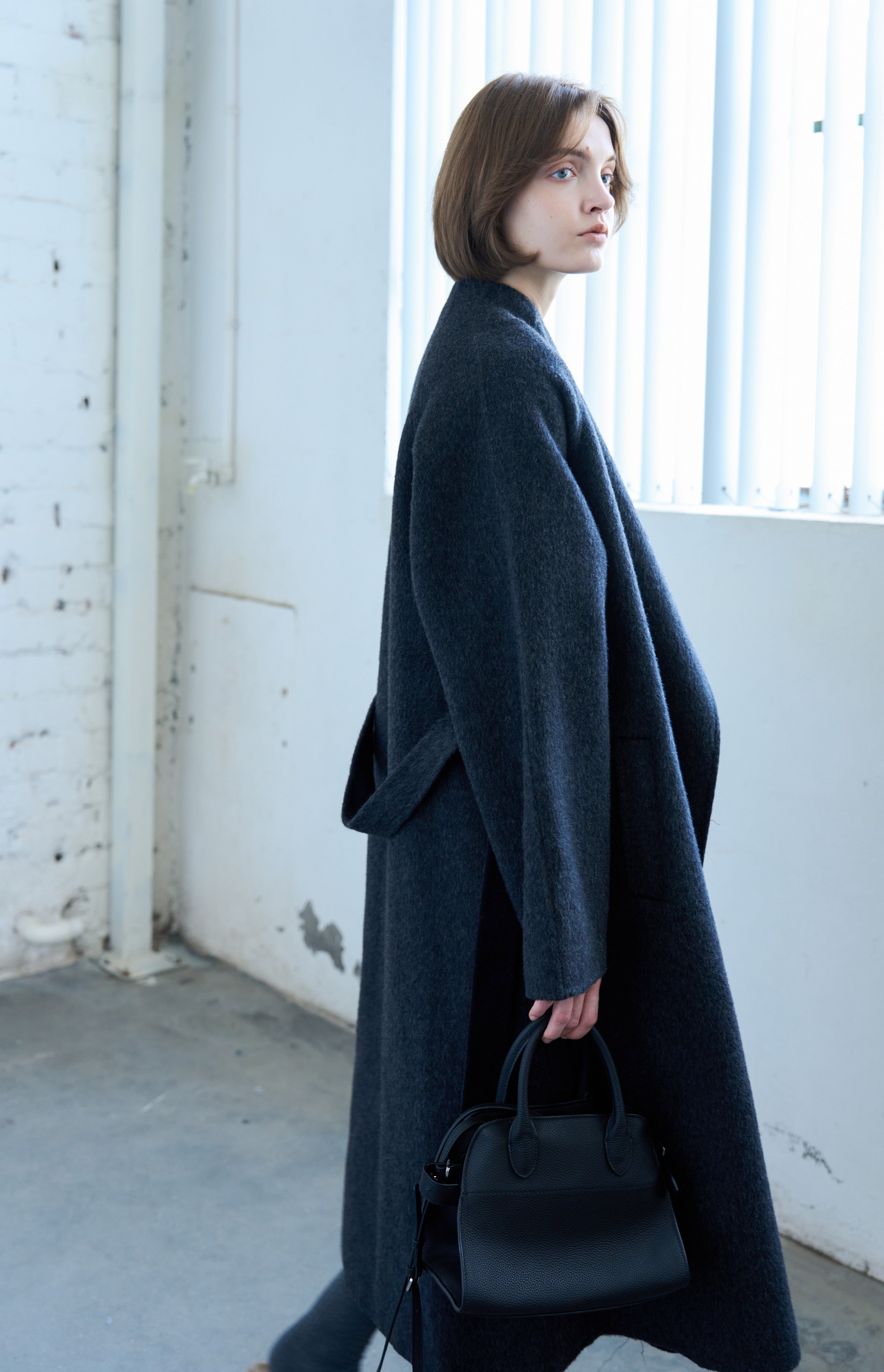 WRAP LAPEL WOOL COAT / ラップラペルウールコート