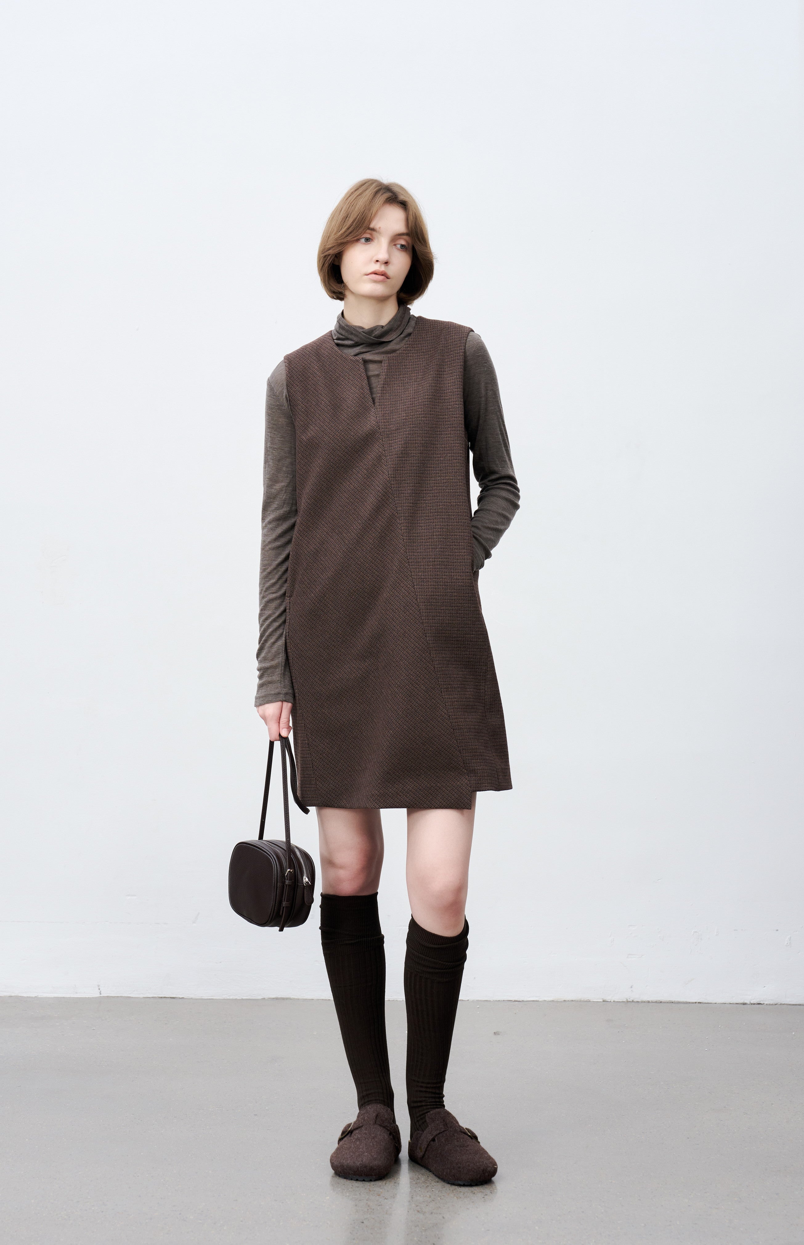 PLAID VEST MINI DRESS