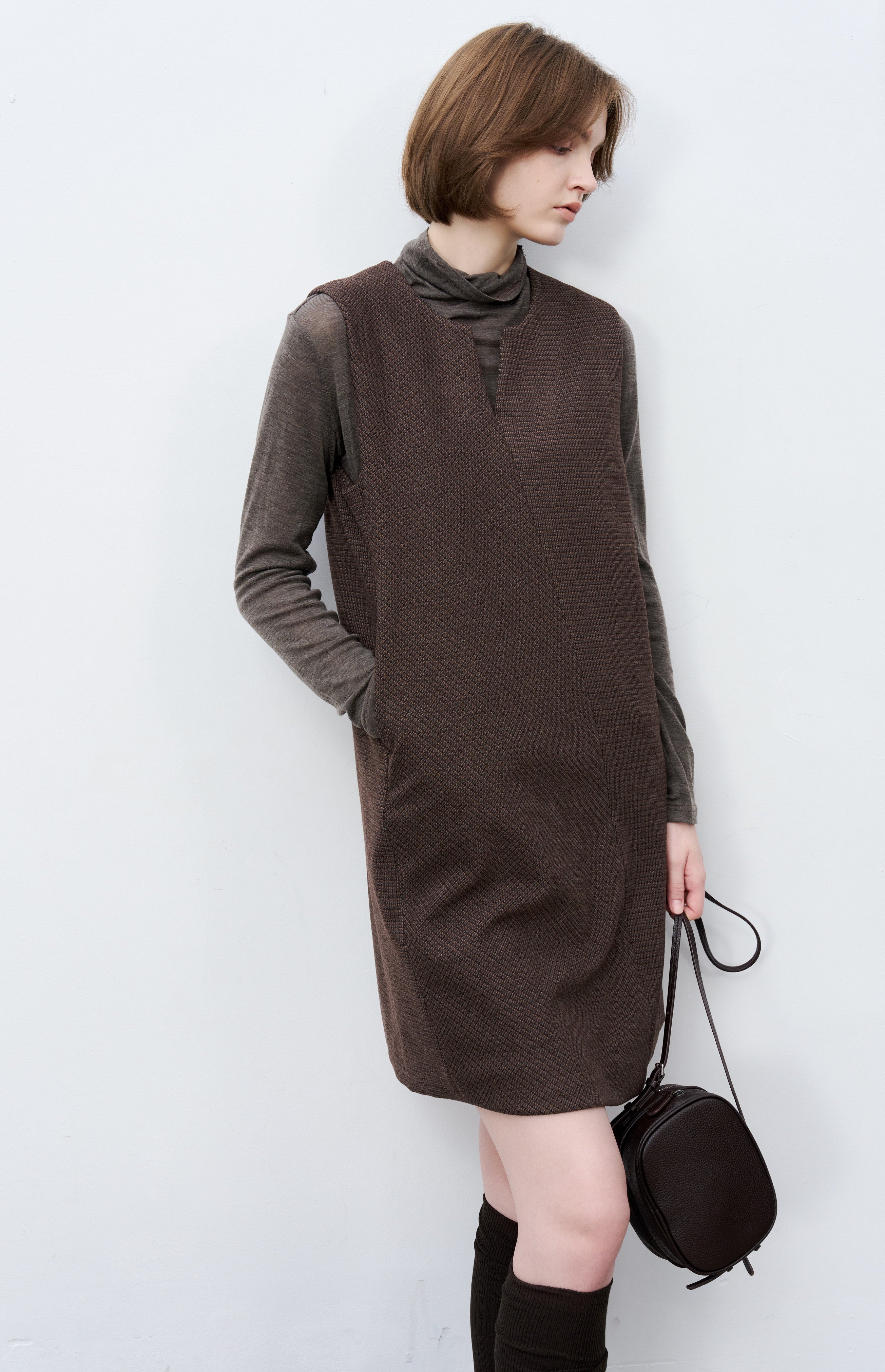 PLAID VEST MINI DRESS