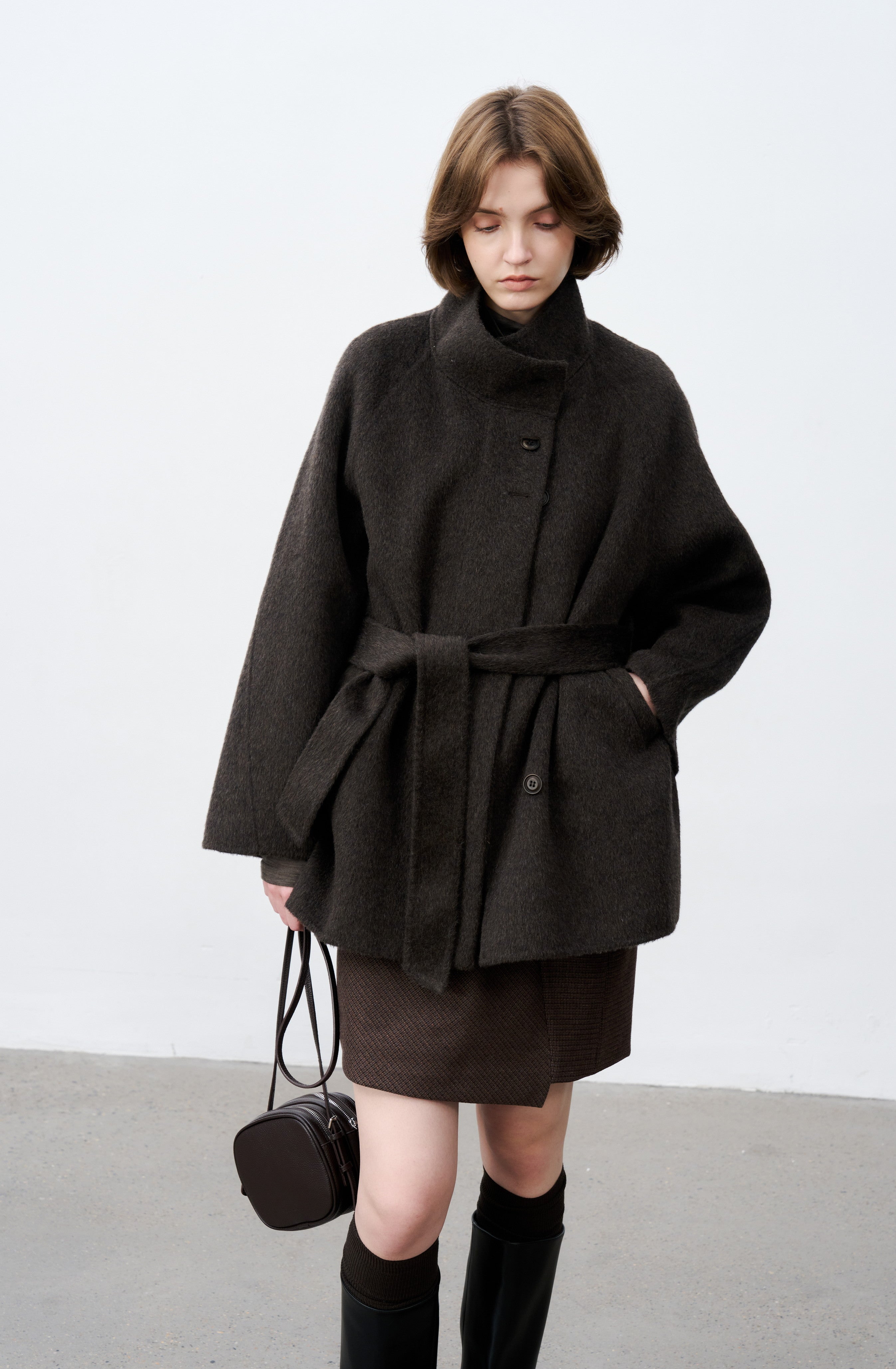 FEATHER WOOL MIDI COAT / Feather wool midi coat