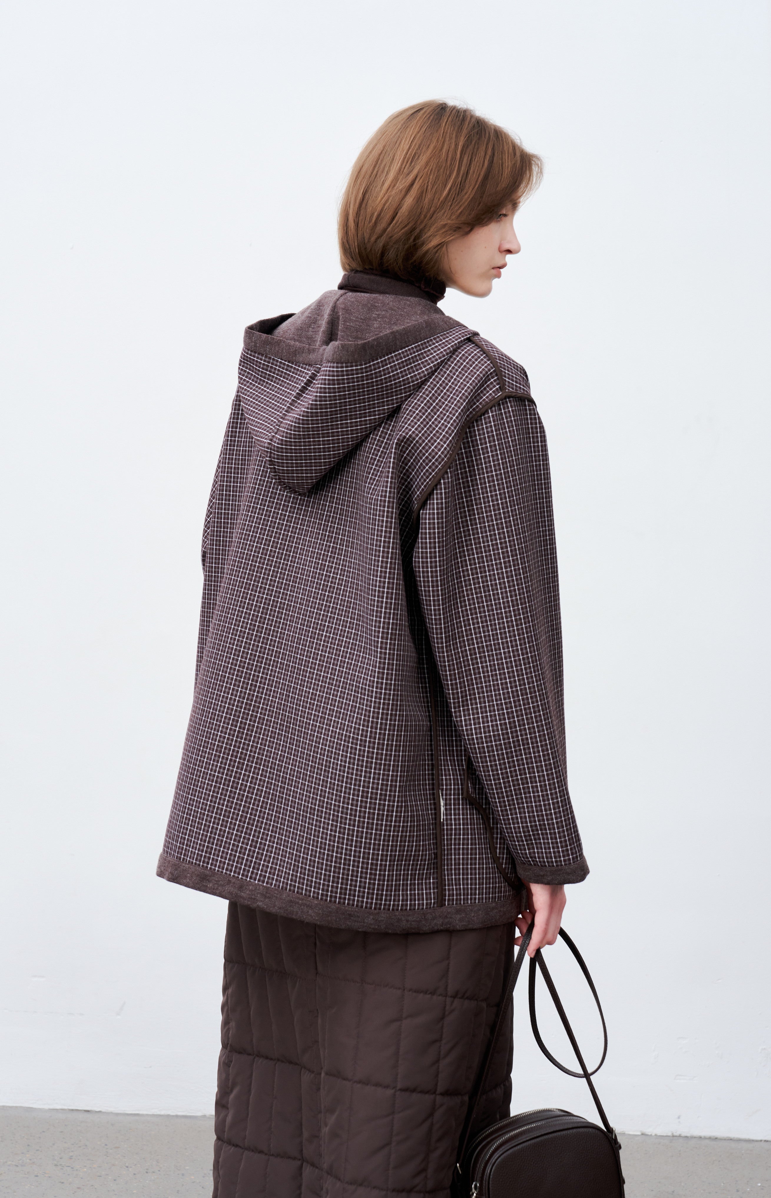 REVERSIBLE PLAID HOODED CARDIGAN / 리버시블 체크 푸드 카디건