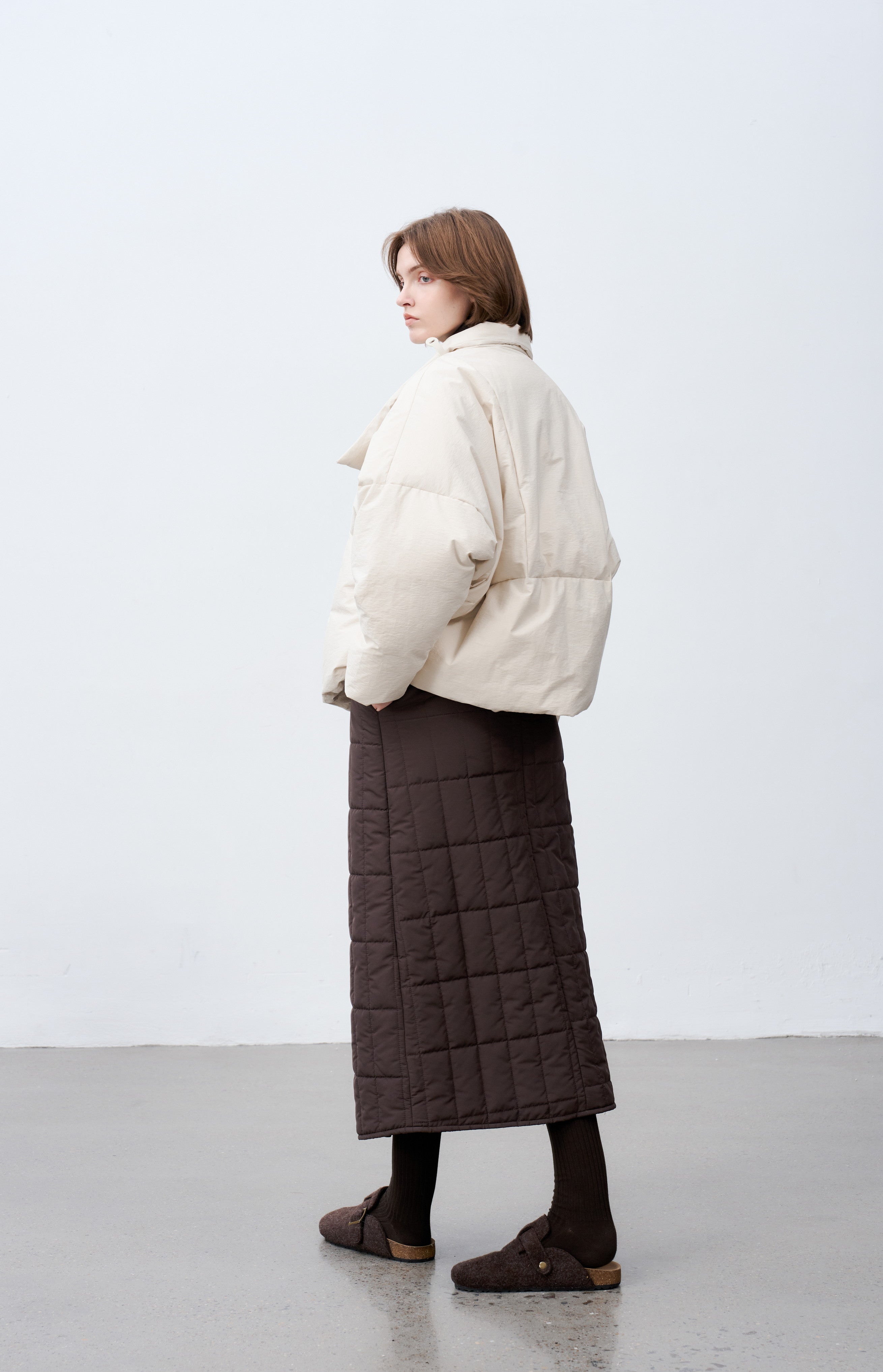 WRAP LAPEL ROUND DOWN / ラップラペルラウンドダウン